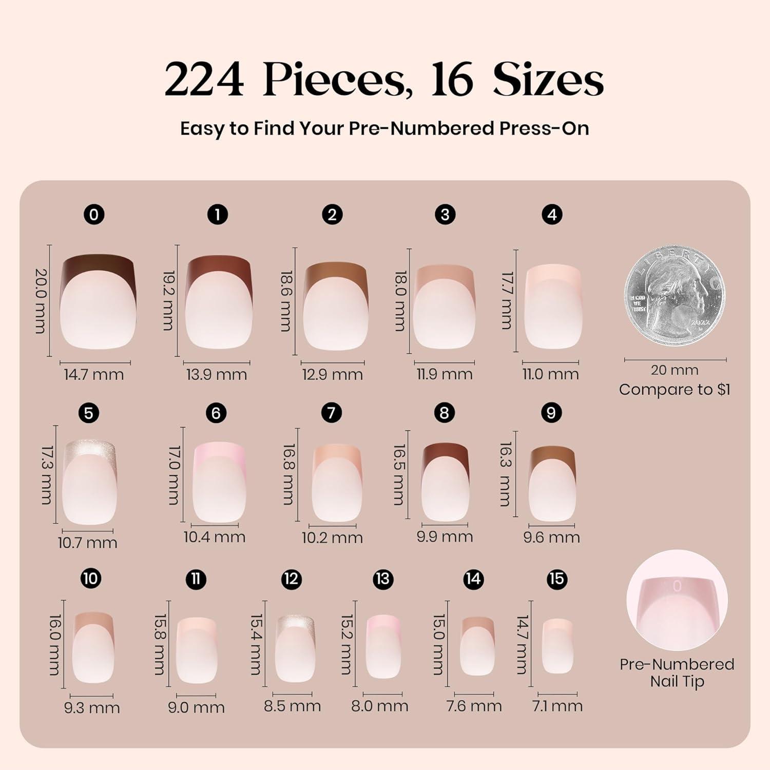 imageBeetles X Press Plus Gel Nails Kit  Christmas Glitz  7 Desgin Christmas Press On Nails Short Square  224Pcs 16 Sizes AllinOne Kit With Nail GlueRemoverBuilder Top CoatNail Lamp Gift4S SquareMocca Mousse French