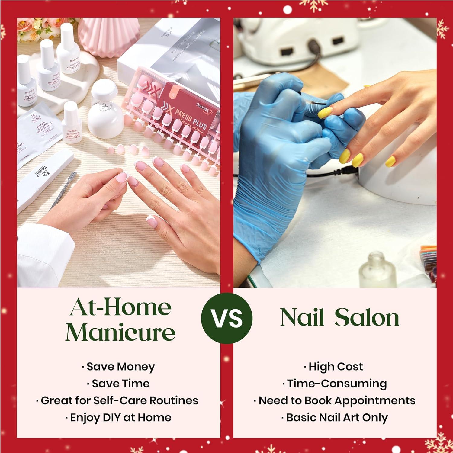 imageBeetles X Press Plus Gel Nails Kit  Christmas Glitz  7 Desgin Christmas Press On Nails Short Square  224Pcs 16 Sizes AllinOne Kit With Nail GlueRemoverBuilder Top CoatNail Lamp Gift1S SquareChristmas Crimson French Kit