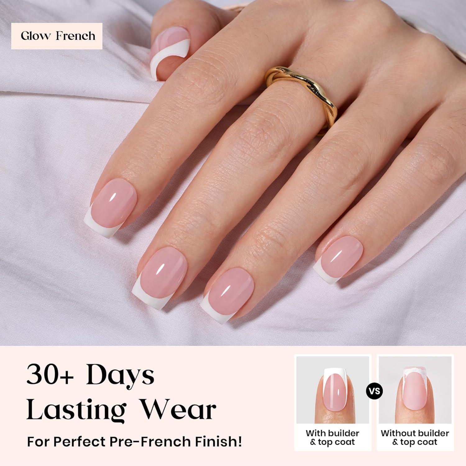 imageBeetles X Press Plus Gel Nails Kit  Christmas Glitz  7 Desgin Christmas Press On Nails Short Square  224Pcs 16 Sizes AllinOne Kit With Nail GlueRemoverBuilder Top CoatNail Lamp Gift8S SquareGlow French Kit