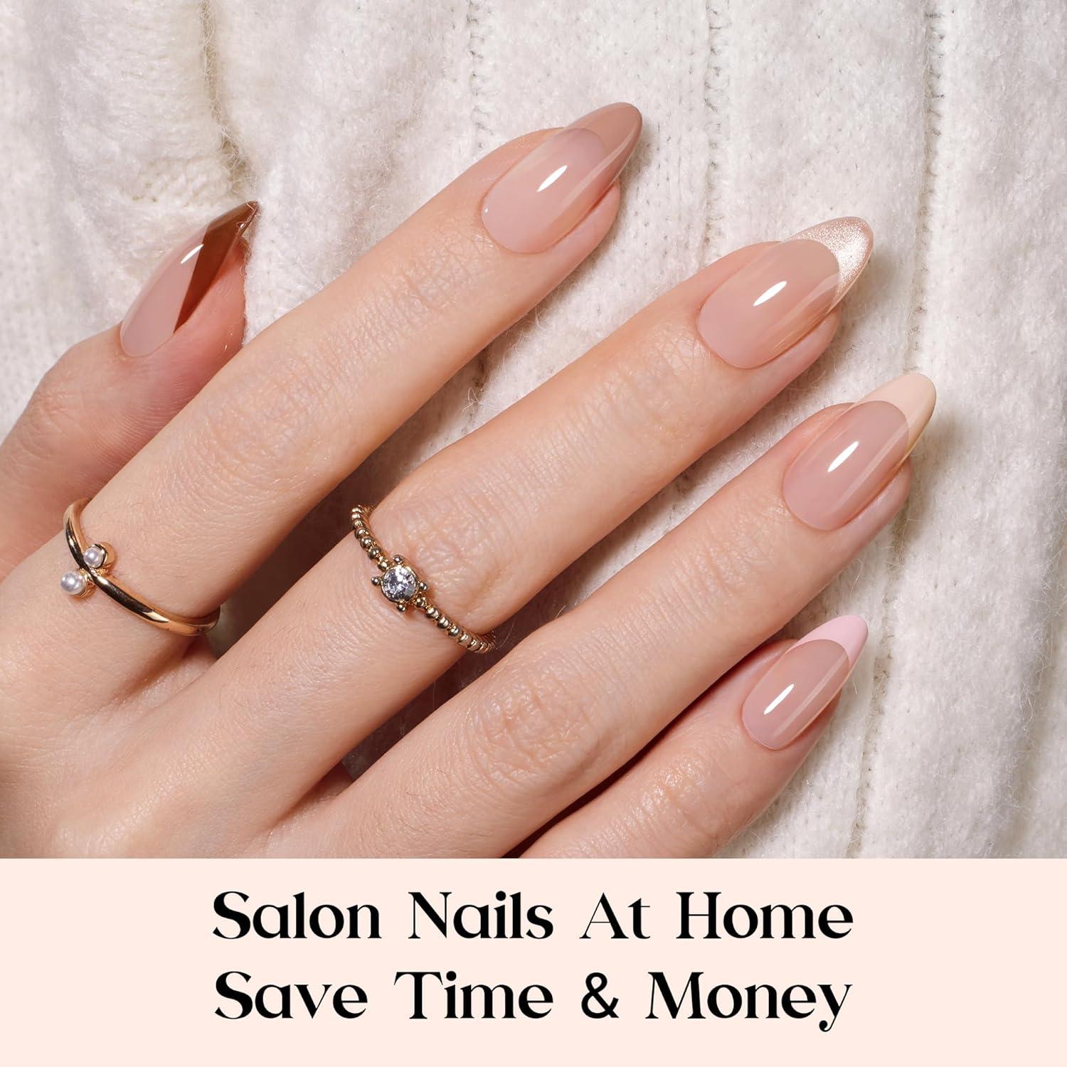 imageBeetles X Press Plus Gel Nails Kit  Christmas Glitz  7 Desgin Christmas Press On Nails Short Square  224Pcs 16 Sizes AllinOne Kit With Nail GlueRemoverBuilder Top CoatNail Lamp Gift5S AlmondCappuccino Mousse French Kit