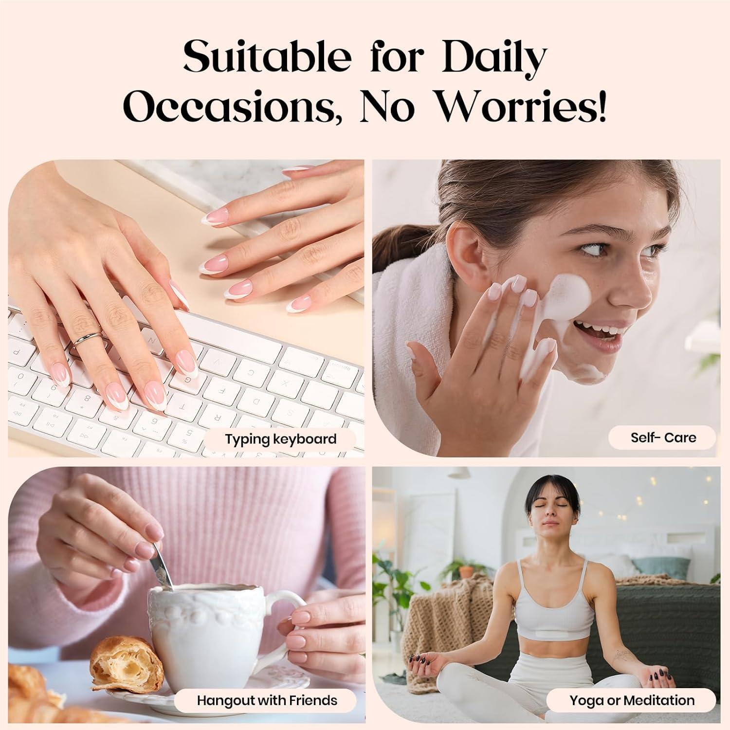 imageBeetles X Press Plus Gel Nails Kit  Christmas Glitz  7 Desgin Christmas Press On Nails Short Square  224Pcs 16 Sizes AllinOne Kit With Nail GlueRemoverBuilder Top CoatNail Lamp Gift5S AlmondCocoa Mousse French Kit