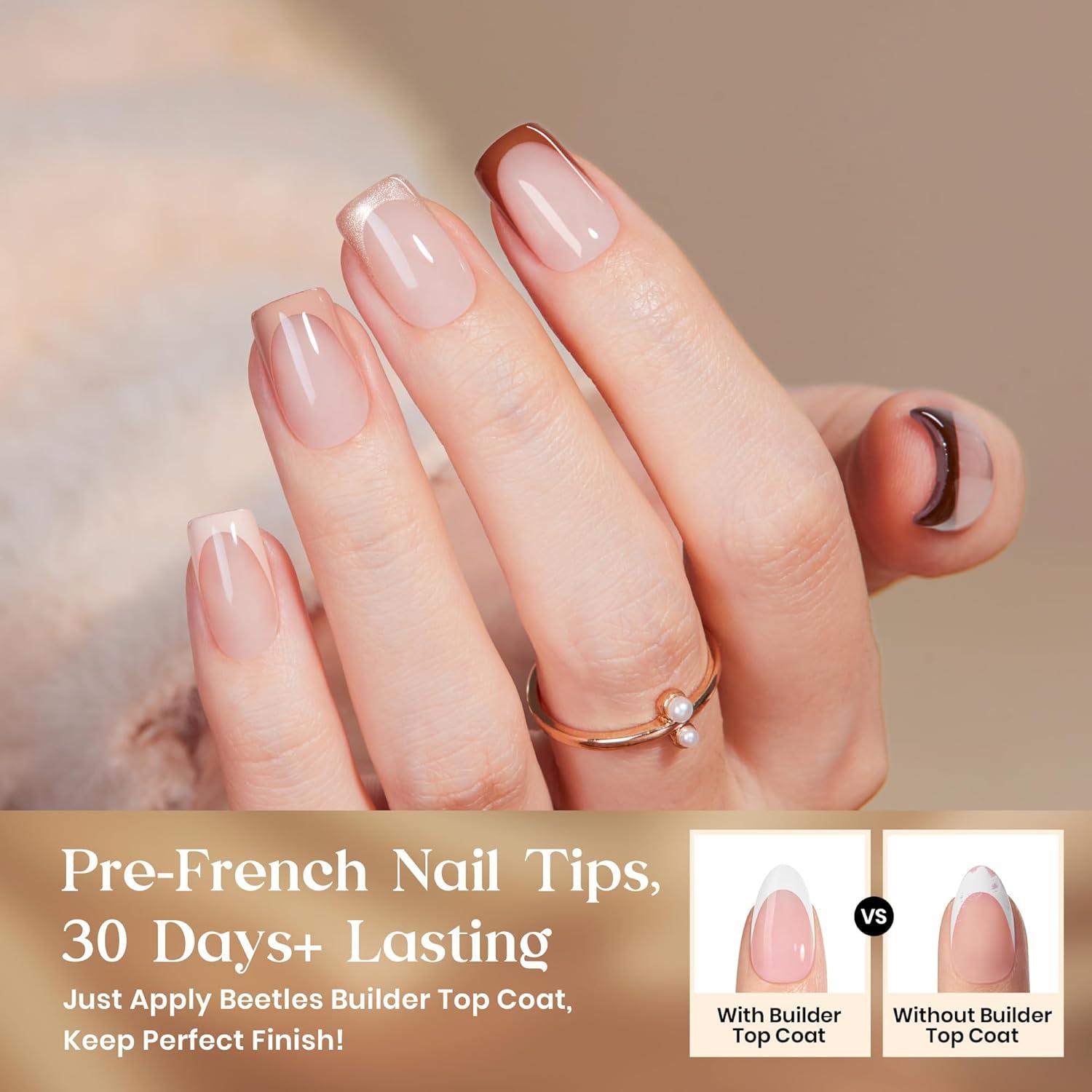 imageBeetles X Press Plus Gel Nails Kit  Christmas Glitz  7 Desgin Christmas Press On Nails Short Square  224Pcs 16 Sizes AllinOne Kit With Nail GlueRemoverBuilder Top CoatNail Lamp Gift5S SquareMocca Mousse French Kit