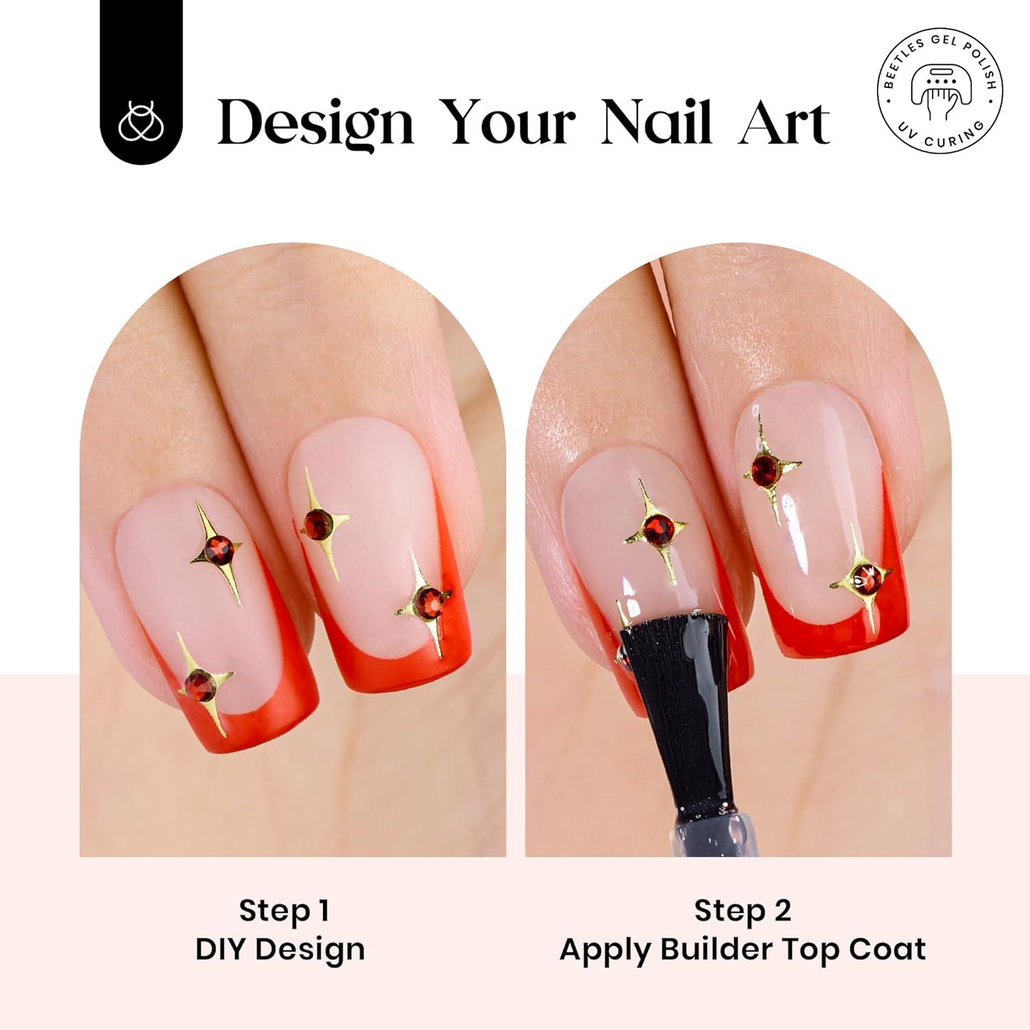 imageBeetles X Press Plus Gel Nails Kit  Christmas Glitz  7 Desgin Christmas Press On Nails Short Square  224Pcs 16 Sizes AllinOne Kit With Nail GlueRemoverBuilder Top CoatNail Lamp Gift9S Squaval Twilight Spark French Kit