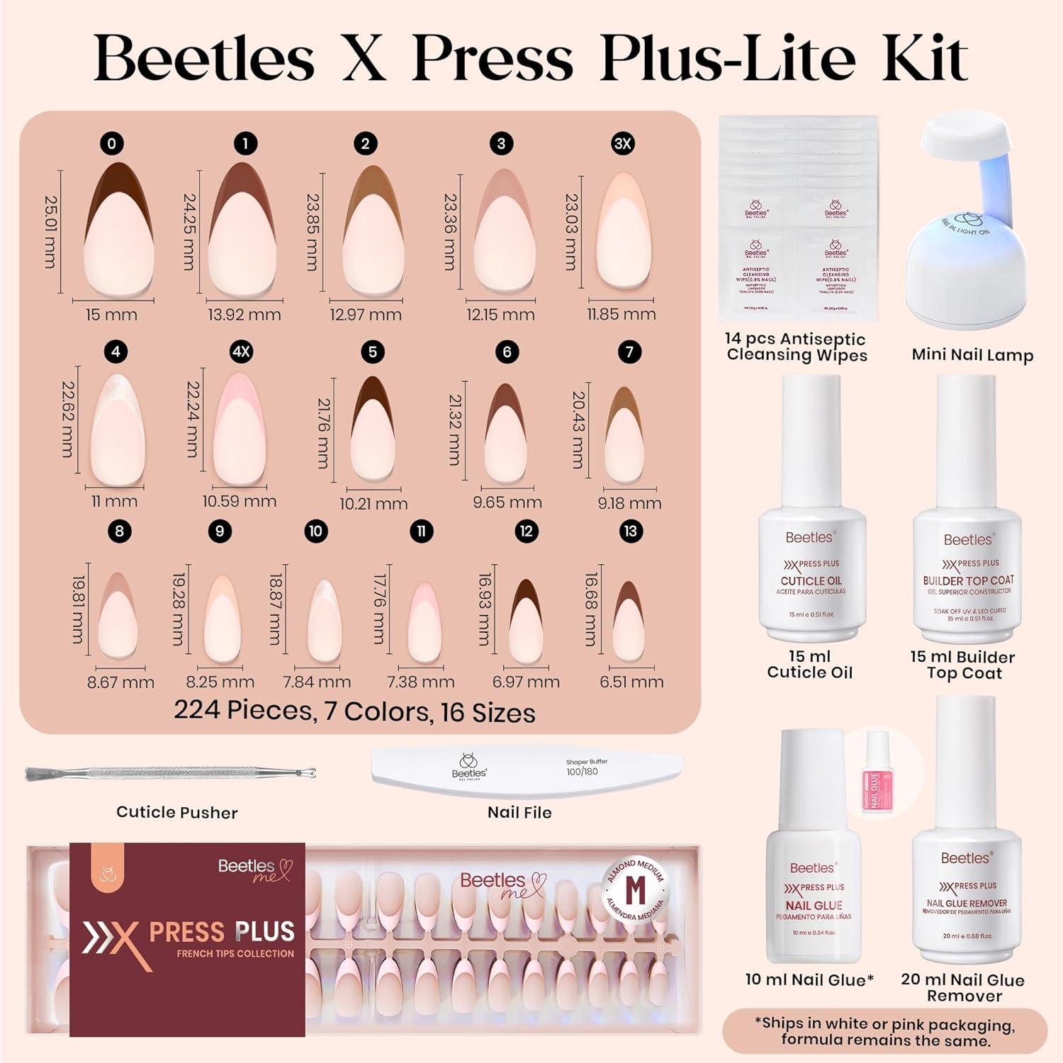 imageBeetles X Press Plus Gel Nails Kit  Christmas Glitz  7 Desgin Christmas Press On Nails Short Square  224Pcs 16 Sizes AllinOne Kit With Nail GlueRemoverBuilder Top CoatNail Lamp Gift5S AlmondCappuccino Mousse French Kit
