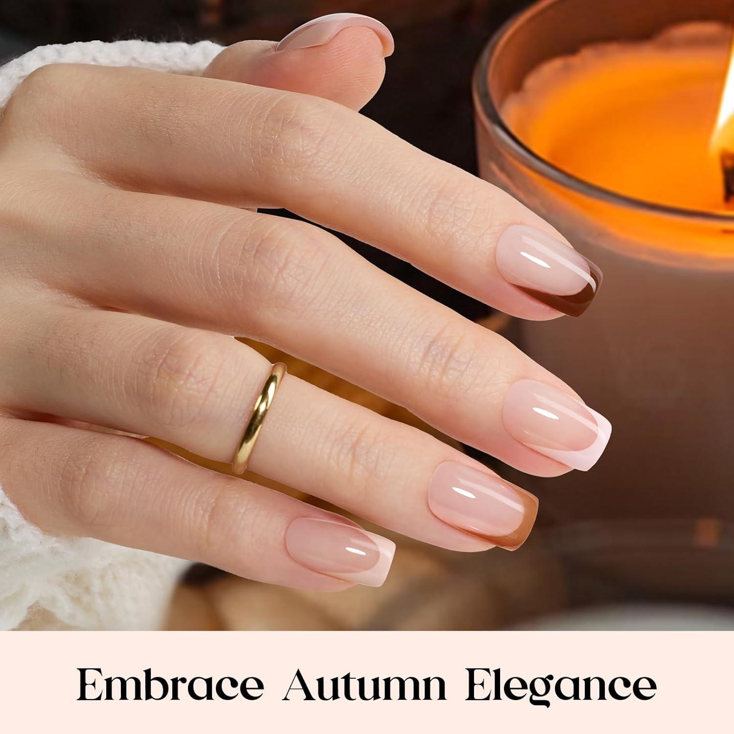 imageBeetles X Press Plus Gel Nails Kit  Christmas Glitz  7 Desgin Christmas Press On Nails Short Square  224Pcs 16 Sizes AllinOne Kit With Nail GlueRemoverBuilder Top CoatNail Lamp Gift4S SquareMocca Mousse French