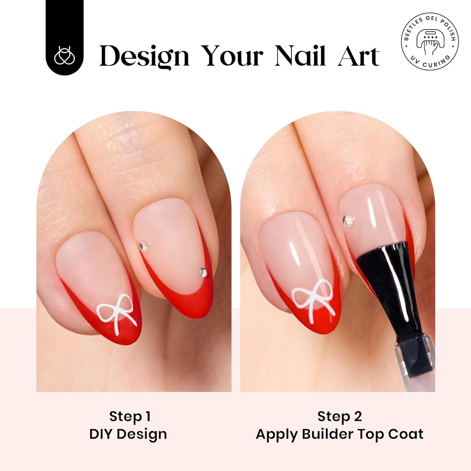 imageBeetles X Press Plus Gel Nails Kit  Christmas Glitz  7 Desgin Christmas Press On Nails Short Square  224Pcs 16 Sizes AllinOne Kit With Nail GlueRemoverBuilder Top CoatNail Lamp Gift9S AlmondFiesta French Kit