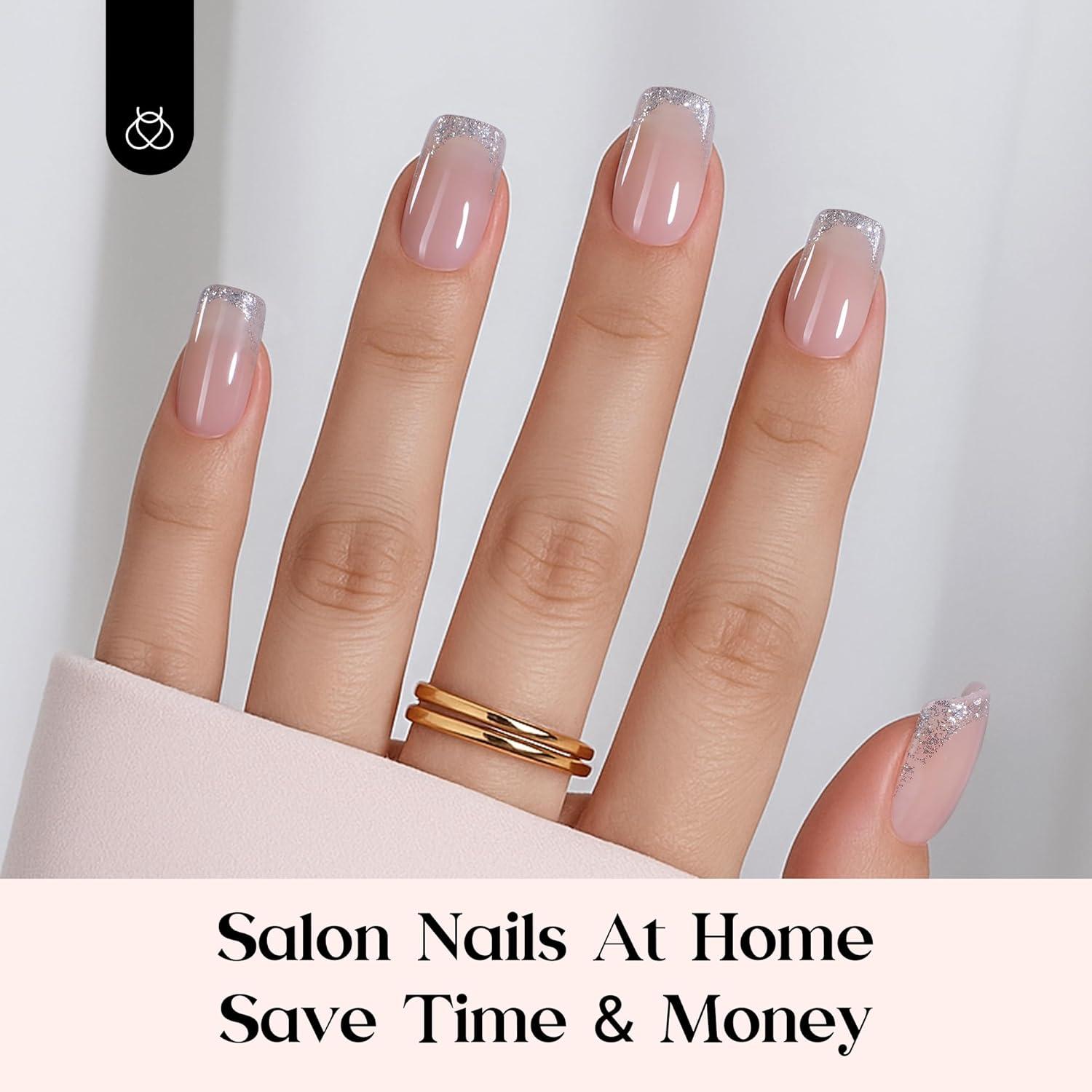 imageBeetles X Press Plus Red French Tip Nails  Crimson French  5 Colors Christmas Press On Nails Short Square  16 Sizes 160 Pcs Natural Salon Quality For Fall Nails9S Squaval Twilight Spark French Kit