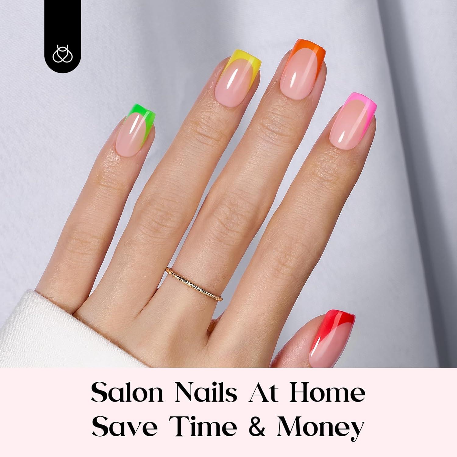 imageBeetles X Press Plus Red French Tip Nails  Crimson French  5 Colors Christmas Press On Nails Short Square  16 Sizes 160 Pcs Natural Salon Quality For Fall Nails6S SquavalChroma French