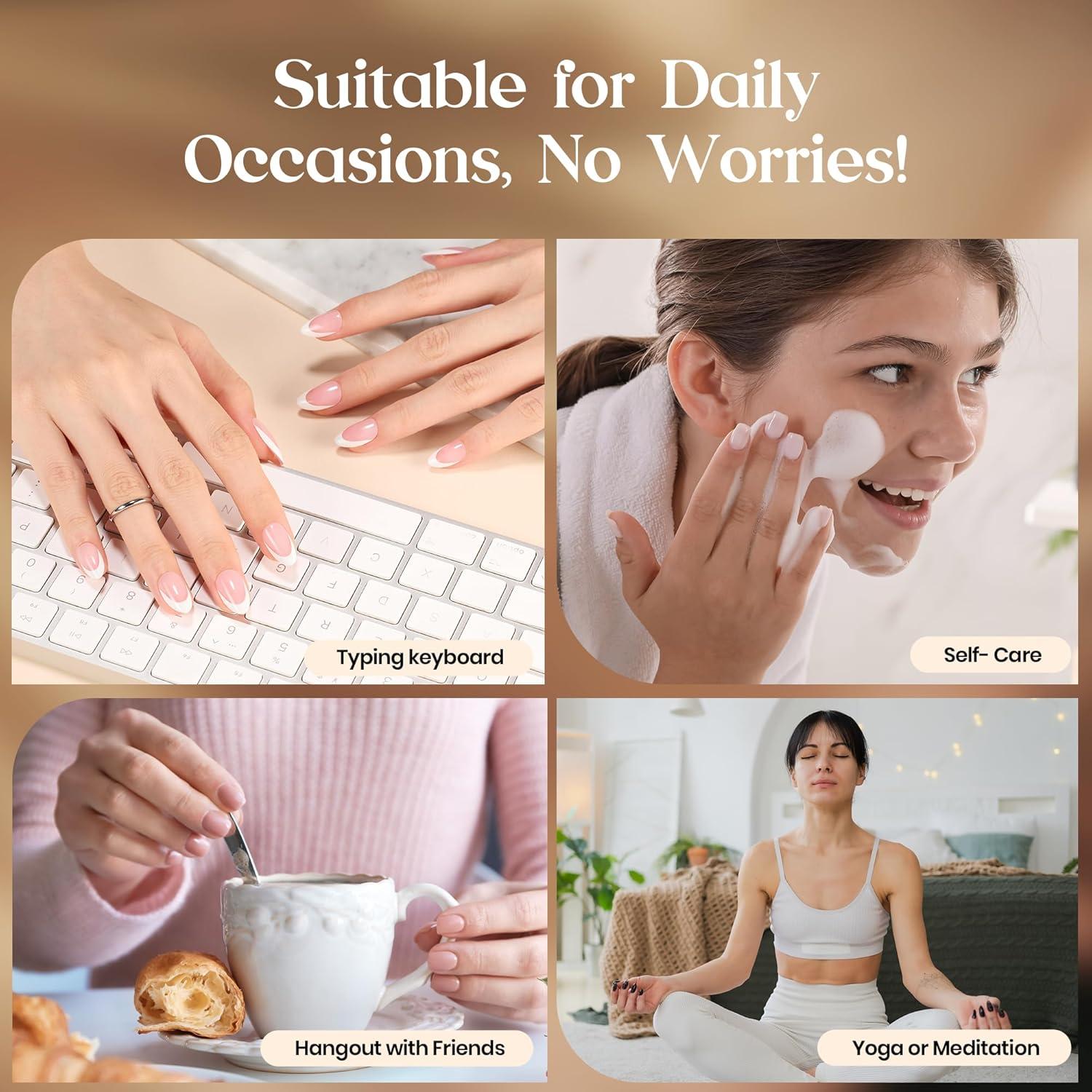 imageBeetles X Press Plus Red French Tip Nails  Crimson French  5 Colors Christmas Press On Nails Short Square  16 Sizes 160 Pcs Natural Salon Quality For Fall Nails5S SquareMocca Mousse French Kit