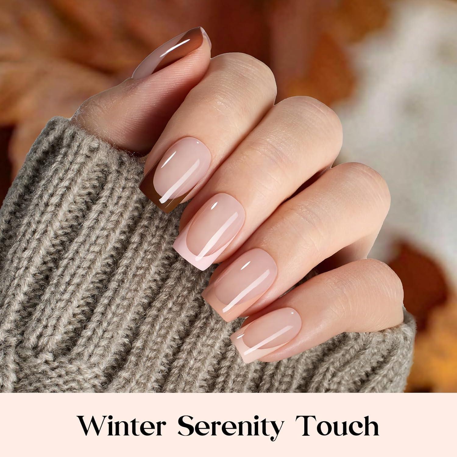 imageBeetles X Press Plus Red French Tip Nails  Crimson French  5 Colors Christmas Press On Nails Short Square  16 Sizes 160 Pcs Natural Salon Quality For Fall Nails4S SquareMocca Mousse French