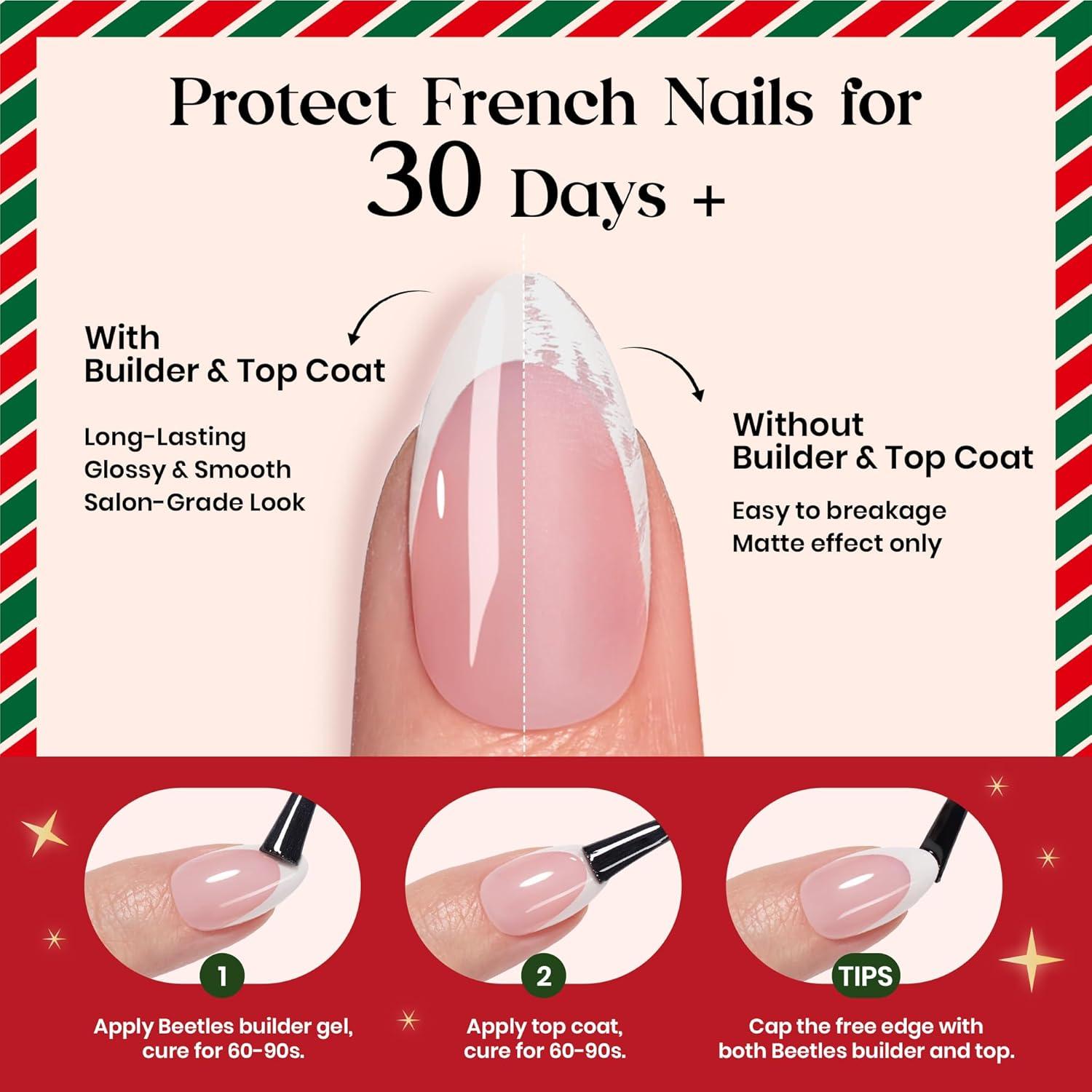 imageBeetles X Press Plus Red French Tip Nails  Crimson French  5 Colors Christmas Press On Nails Short Square  16 Sizes 160 Pcs Natural Salon Quality For Fall Nails1S SquareChristmas Crimson French