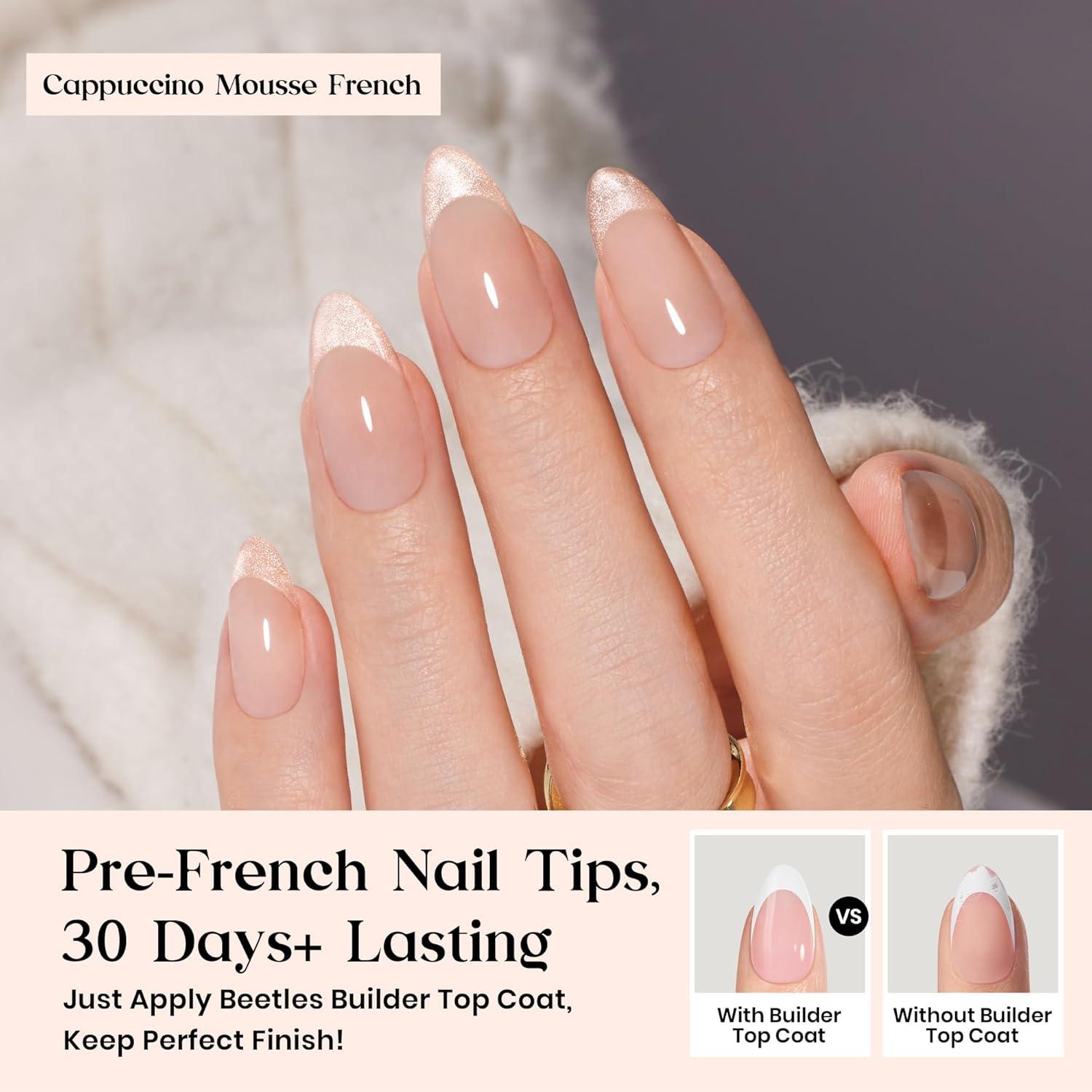 imageBeetles X Press Plus Red French Tip Nails  Crimson French  5 Colors Christmas Press On Nails Short Square  16 Sizes 160 Pcs Natural Salon Quality For Fall Nails5S AlmondCappuccino Mousse French Kit
