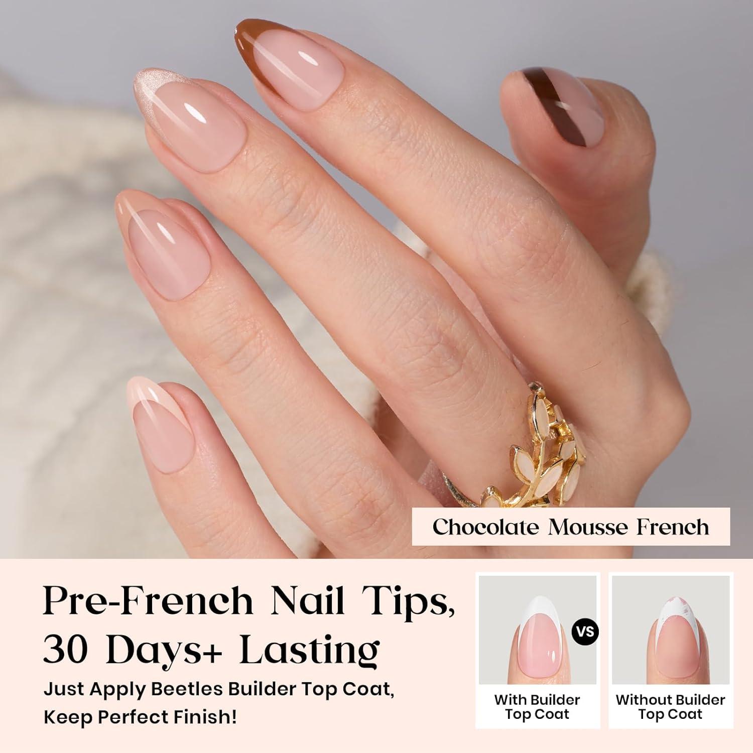 imageBeetles X Press Plus Red French Tip Nails  Crimson French  5 Colors Christmas Press On Nails Short Square  16 Sizes 160 Pcs Natural Salon Quality For Fall Nails5S AlmondCocoa Mousse French Kit