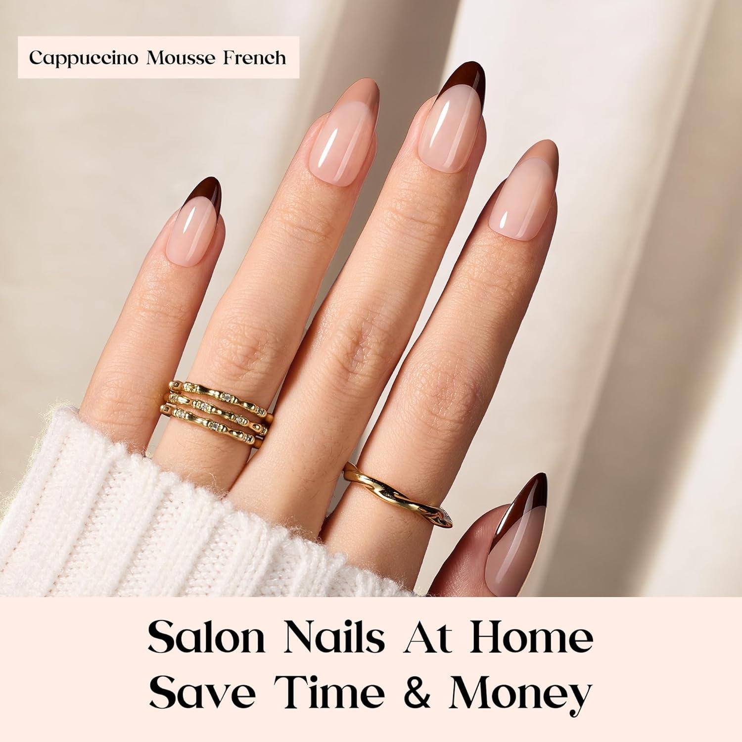 imageBeetles X Press Plus Red French Tip Nails  Crimson French  5 Colors Christmas Press On Nails Short Square  16 Sizes 160 Pcs Natural Salon Quality For Fall Nails4M AlmondCappuccino Mousse French