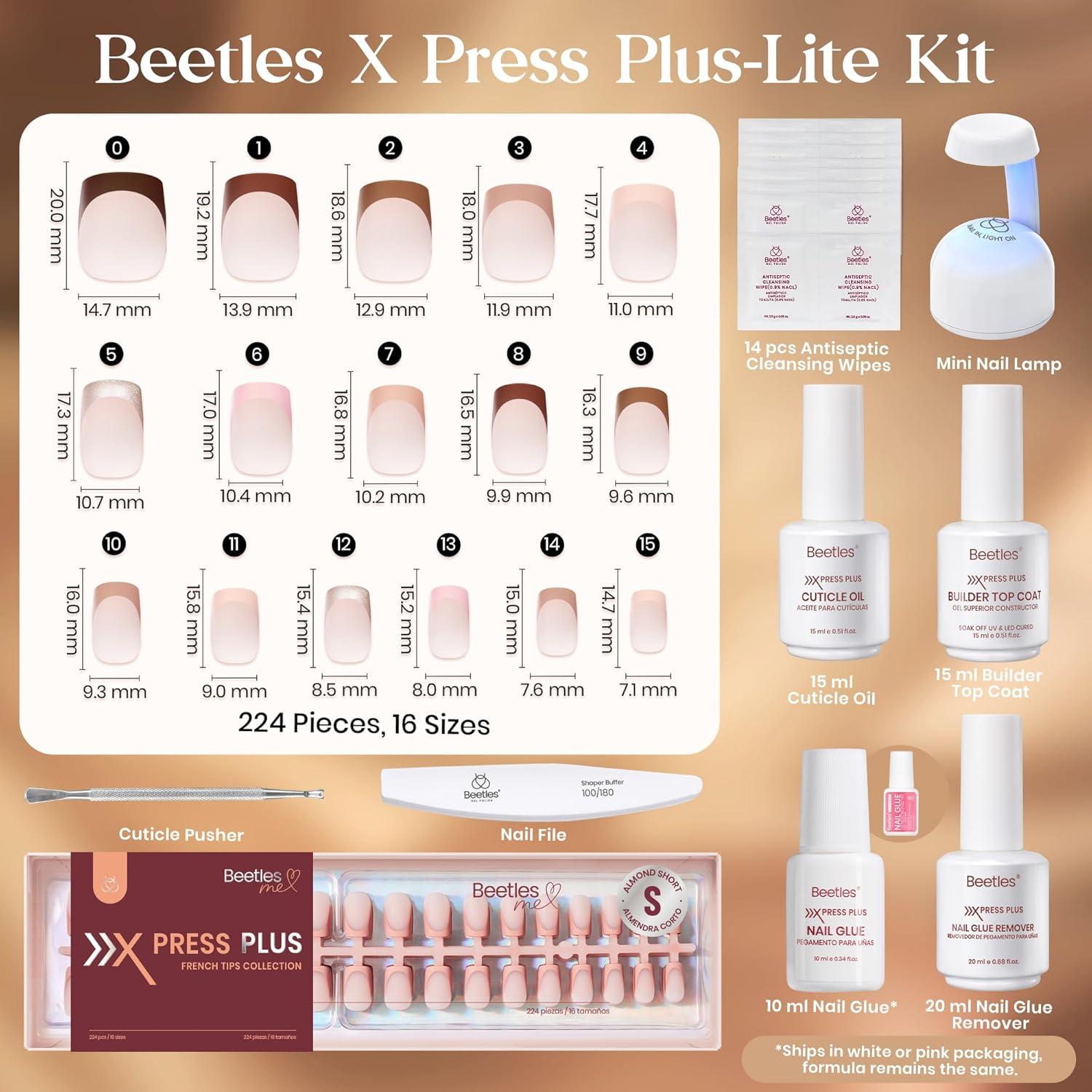 imageBeetles X Press Plus Red French Tip Nails  Crimson French  5 Colors Christmas Press On Nails Short Square  16 Sizes 160 Pcs Natural Salon Quality For Fall Nails5S SquareMocca Mousse French Kit