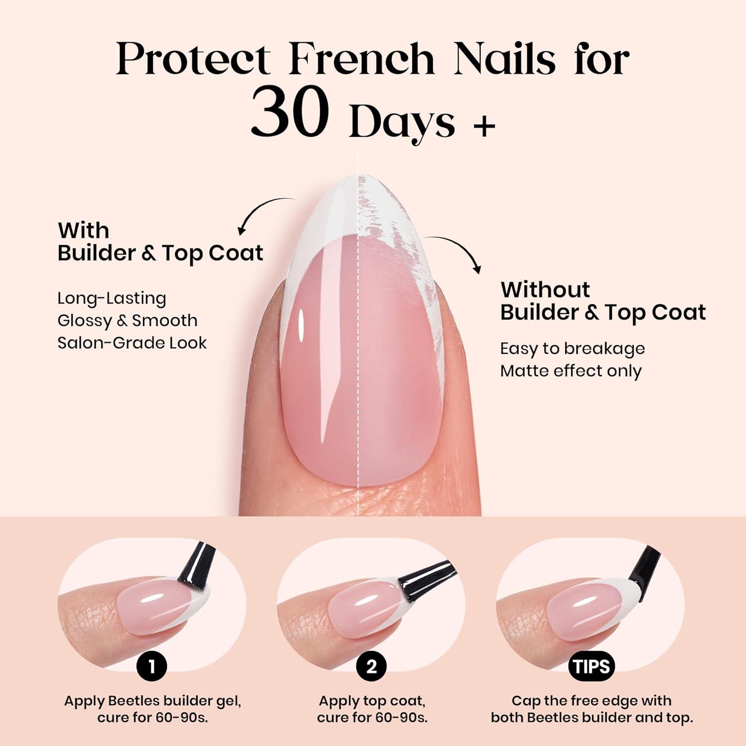 imageBeetles X Press Plus Red French Tip Nails  Crimson French  5 Colors Christmas Press On Nails Short Square  16 Sizes 160 Pcs Natural Salon Quality For Fall Nails4M AlmondCappuccino Mousse French