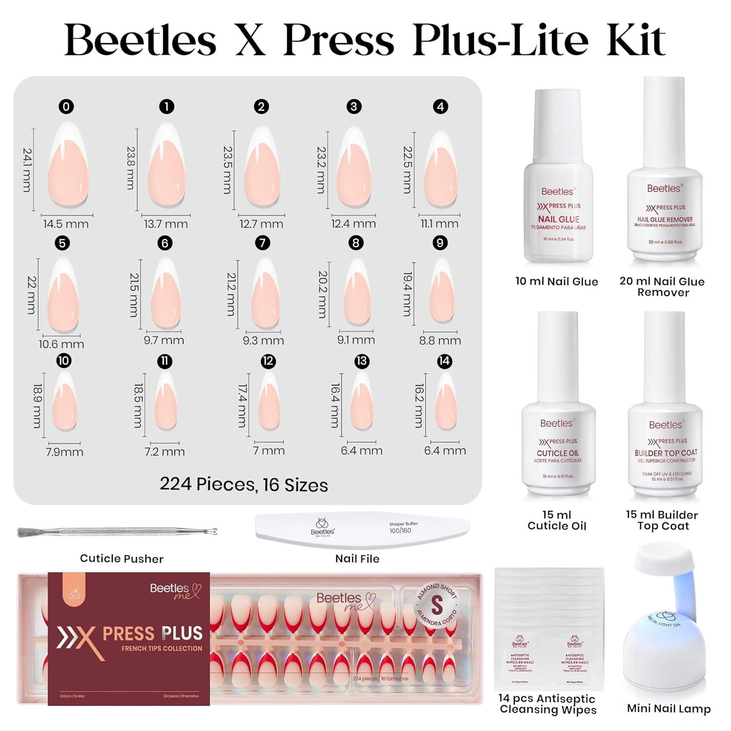 imageBeetles X Press Plus Red French Tip Nails  Crimson French  5 Colors Christmas Press On Nails Short Square  16 Sizes 160 Pcs Natural Salon Quality For Fall Nails9S AlmondFiesta French Kit