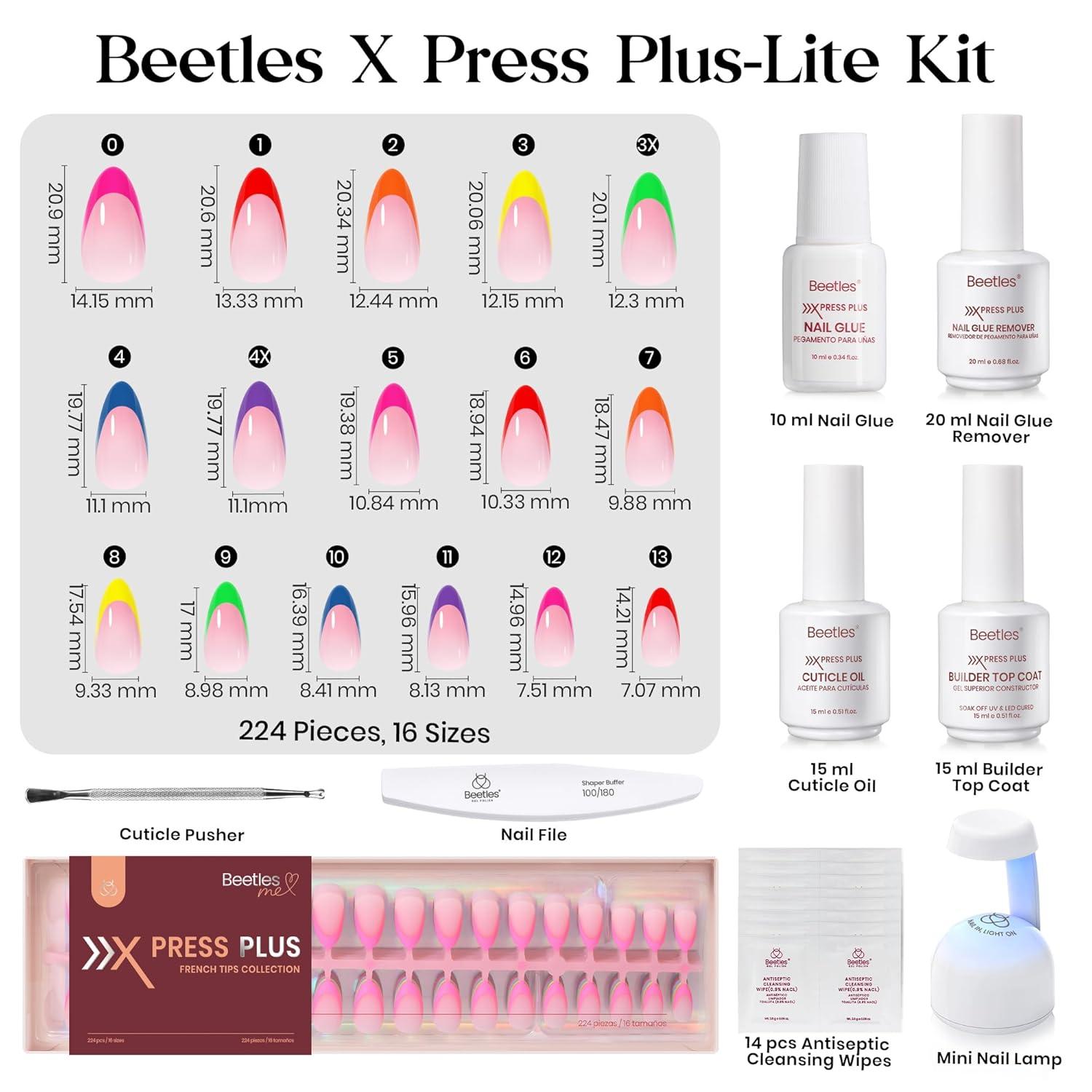 imageBeetles X Press Plus Red French Tip Nails  Crimson French  5 Colors Christmas Press On Nails Short Square  16 Sizes 160 Pcs Natural Salon Quality For Fall Nails6S AlmondConfetti French Kit