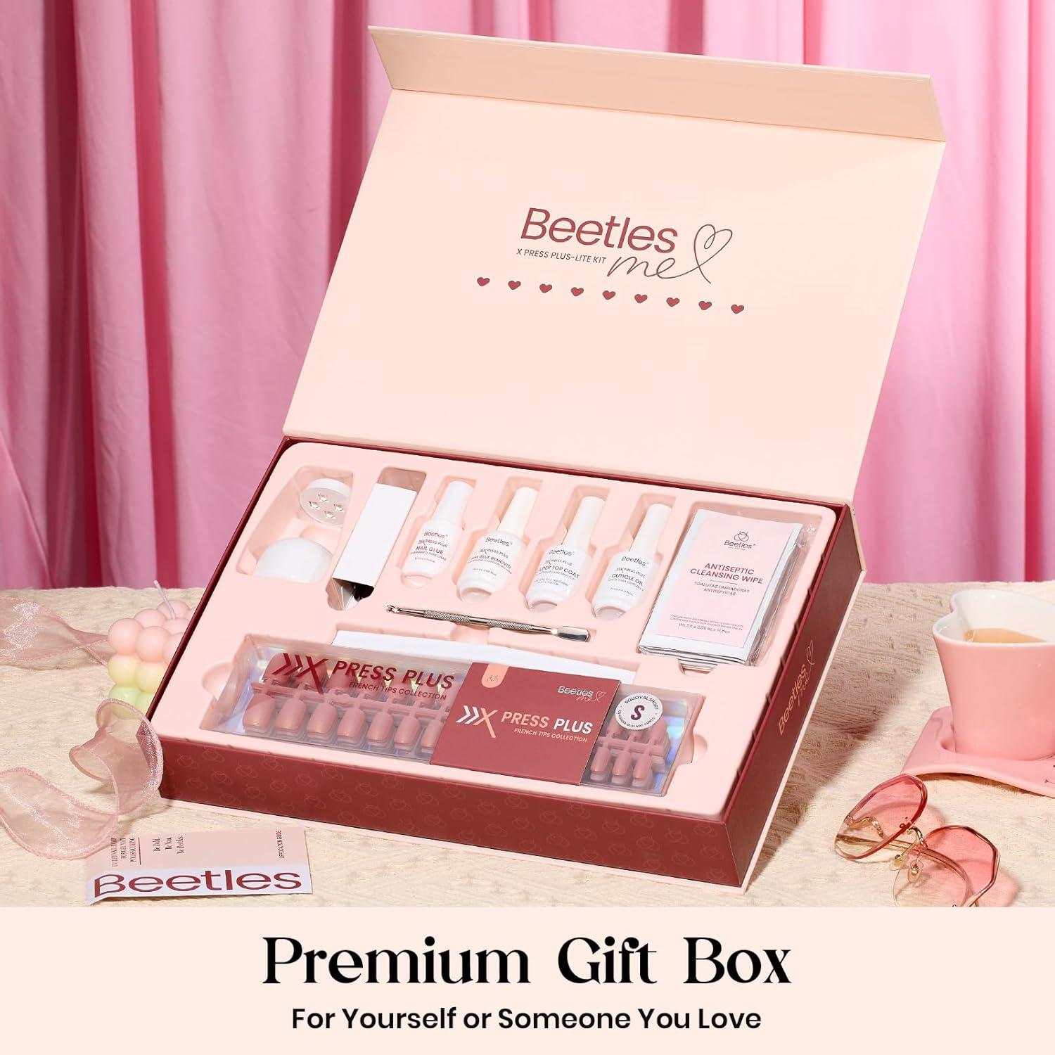 imageBeetles X Press Plus Red French Tip Nails  Crimson French  5 Colors Christmas Press On Nails Short Square  16 Sizes 160 Pcs Natural Salon Quality For Fall Nails2S SquareCat Eye Candy Nova Kit