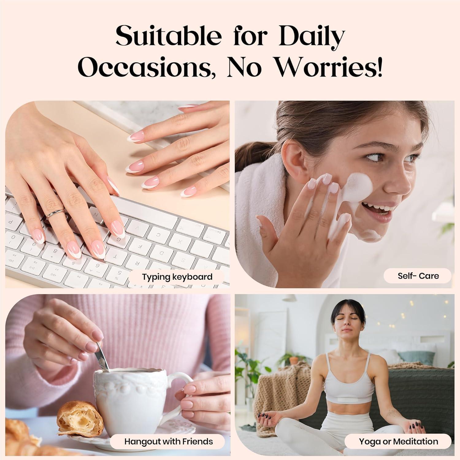 imageBeetles X Press Plus Red French Tip Nails  Crimson French  5 Colors Christmas Press On Nails Short Square  16 Sizes 160 Pcs Natural Salon Quality For Fall Nails4M AlmondCappuccino Mousse French