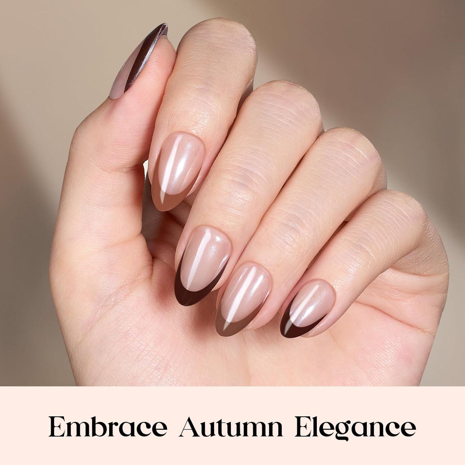 imageBeetles X Press Plus Red French Tip Nails  Crimson French  5 Colors Christmas Press On Nails Short Square  16 Sizes 160 Pcs Natural Salon Quality For Fall Nails4S AlmondCocoa Mousse French