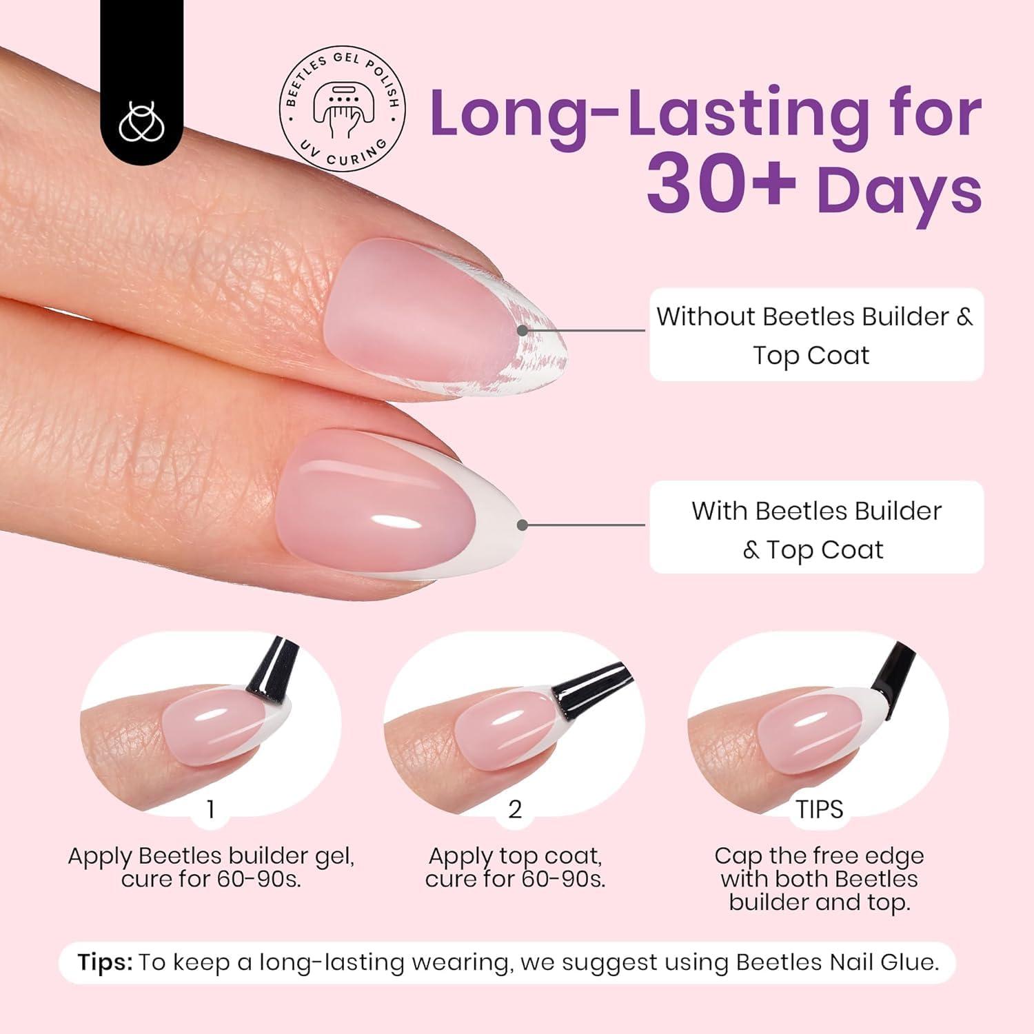 imageBeetles X Press Plus on Nails Kit Summer Pretty Box with Picnic Basket AllinOne Summer French Tips Press on Nails Kit with Nail Gels and Tools Best Gift for Girls Women2025 Limited EditionAUltra Short Square