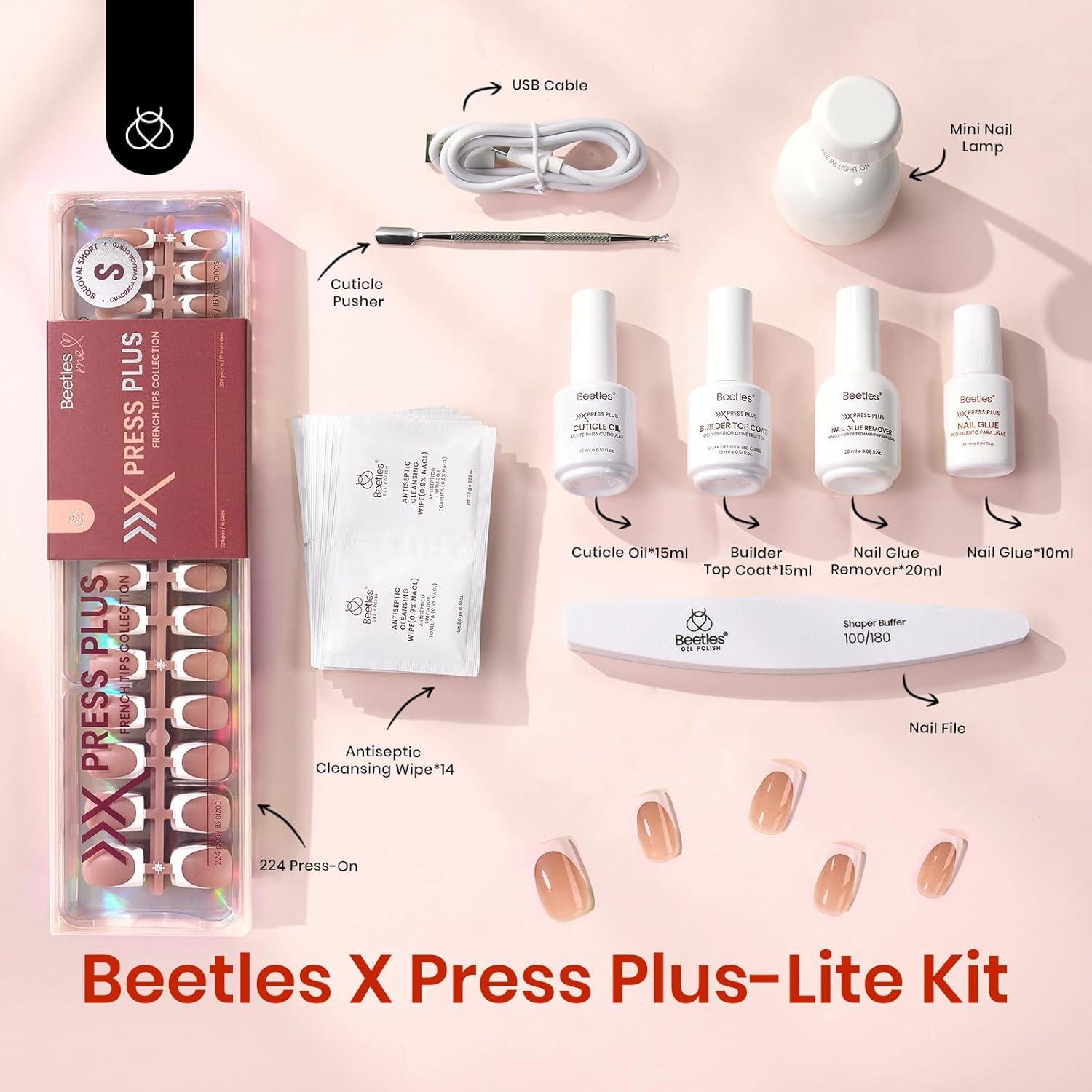 imageBeetles X Press Plus on Nails Kit Summer Pretty Box with Picnic Basket AllinOne Summer French Tips Press on Nails Kit with Nail Gels and Tools Best Gift for Girls Women2025 Limited Edition3Beetles X Press Kit3
