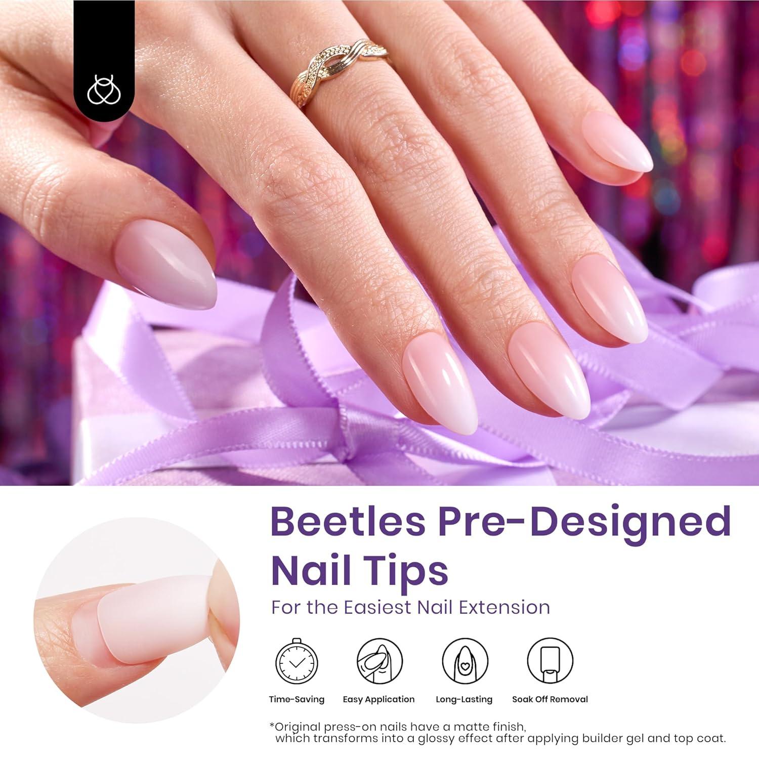 imageBeetles X Press Plus on Nails Kit Summer Pretty Box with Picnic Basket AllinOne Summer French Tips Press on Nails Kit with Nail Gels and Tools Best Gift for Girls Women2025 Limited EditionBShort Almond Ombre