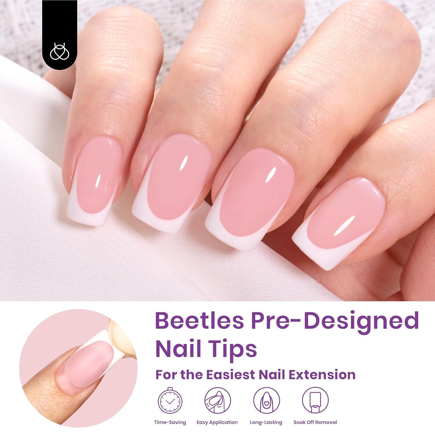 imageBeetles X Press Plus on Nails Kit Summer Pretty Box with Picnic Basket AllinOne Summer French Tips Press on Nails Kit with Nail Gels and Tools Best Gift for Girls Women2025 Limited EditionAShort Squaval