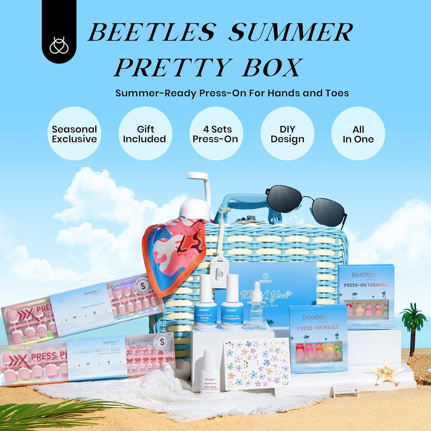 imageBeetles X Press Plus on Nails Kit Summer Pretty Box with Picnic Basket AllinOne Summer French Tips Press on Nails Kit with Nail Gels and Tools Best Gift for Girls Women2025 Limited Edition0Beetles Summer Pretty Box0