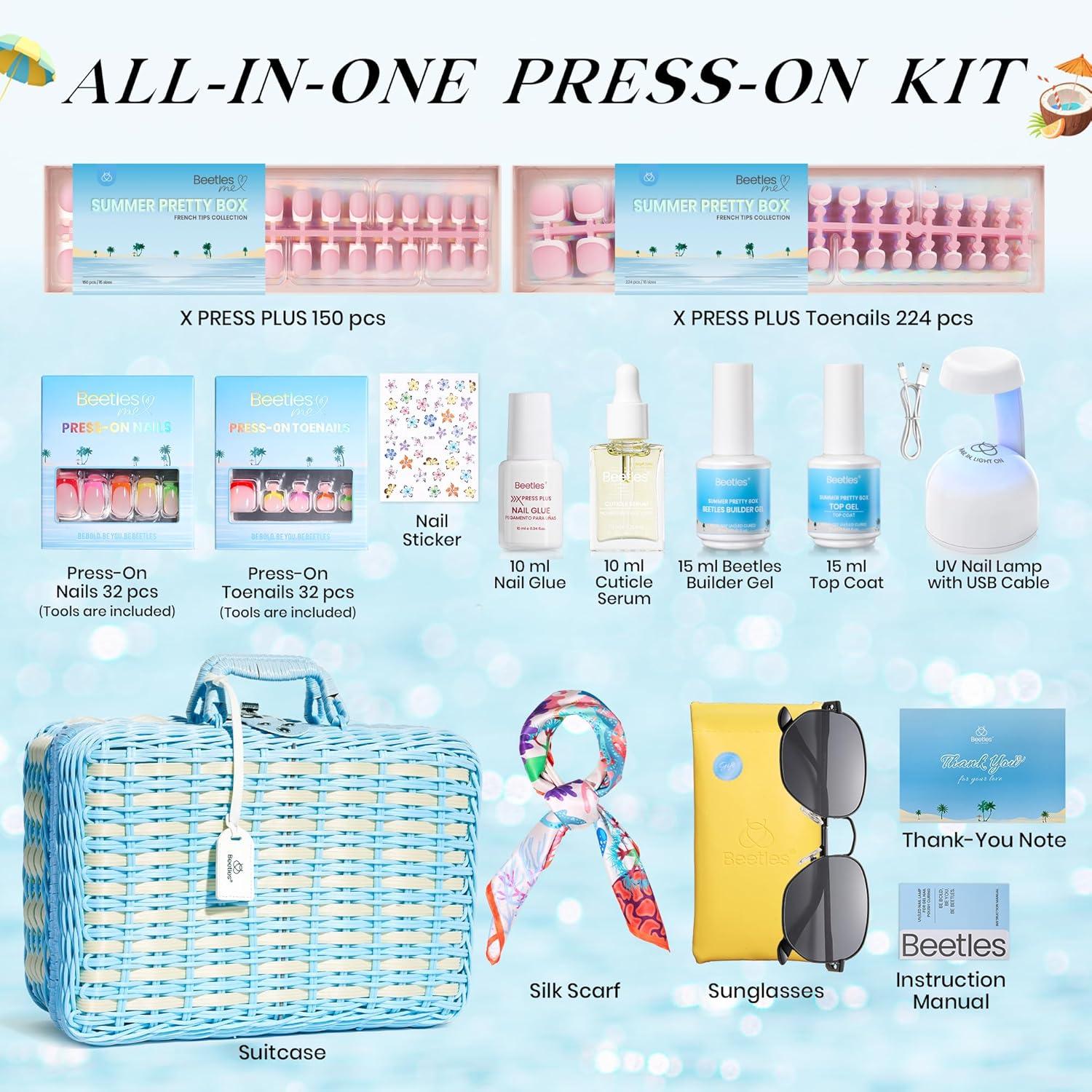 imageBeetles X Press Plus on Nails Kit Summer Pretty Box with Picnic Basket AllinOne Summer French Tips Press on Nails Kit with Nail Gels and Tools Best Gift for Girls Women2025 Limited Edition0Beetles Summer Pretty Box0