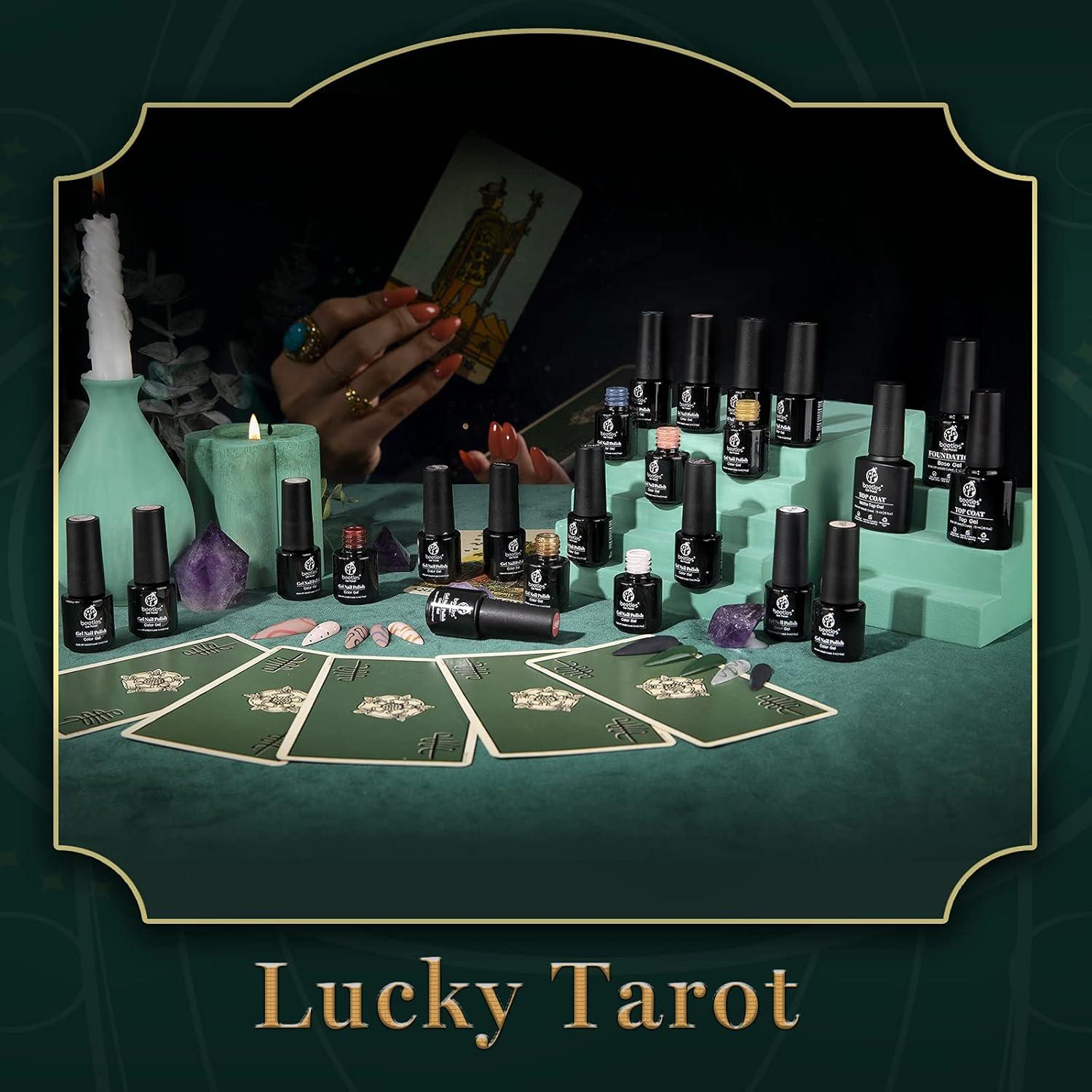 imagebeetles Gel Polish Kit Nude Gray Pink Blue Burgundy Glitter Gel Polish Set Modern Muse Collection with 3Pcs Base Matte Glossy Top Coat Soak off Uv Gel for Women00 Lucky Tarot