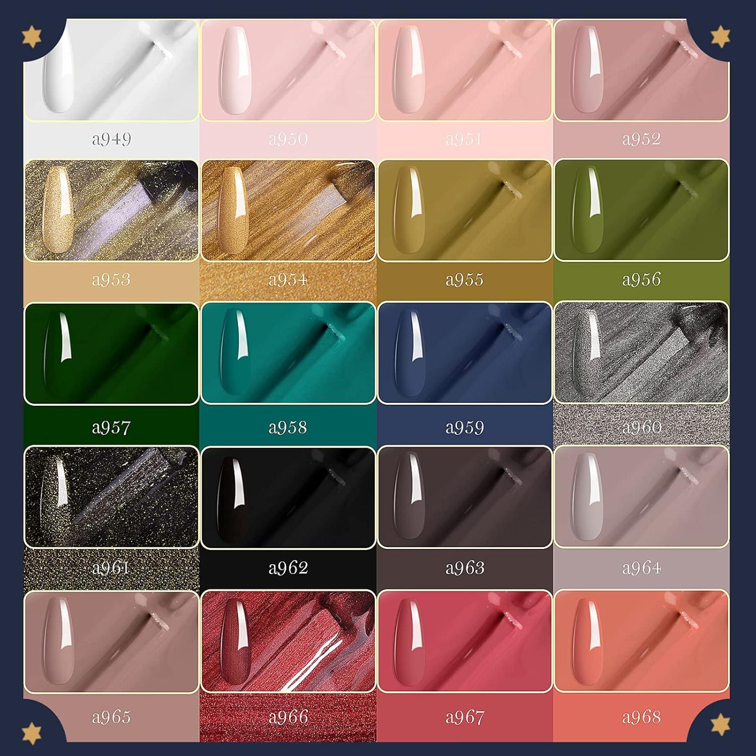 imagebeetles Gel Polish Kit Nude Gray Pink Blue Burgundy Glitter Gel Polish Set Modern Muse Collection with 3Pcs Base Matte Glossy Top Coat Soak off Uv Gel for Women00 Lucky Tarot