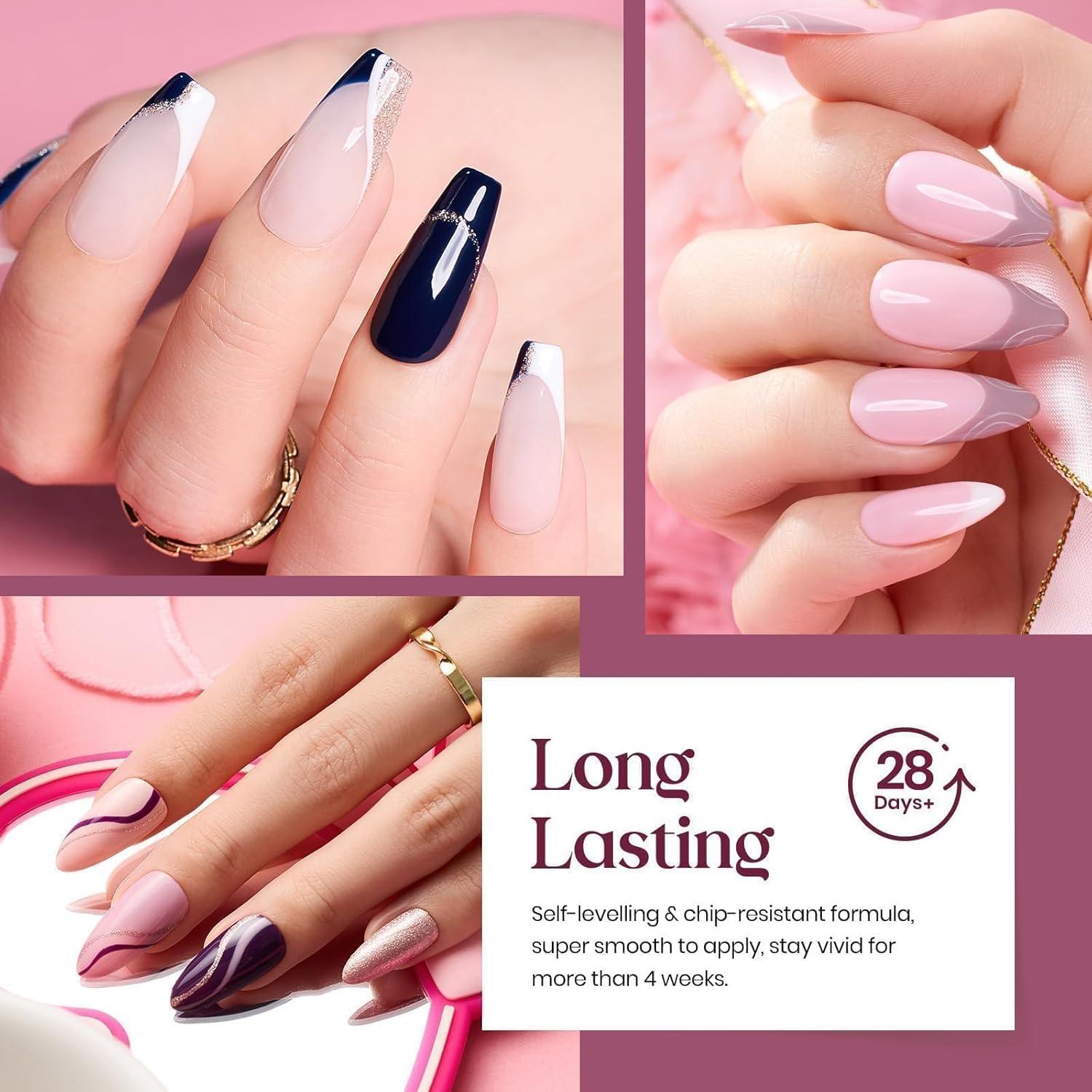 imagebeetles Gel Polish Kit Nude Gray Pink Blue Burgundy Glitter Gel Polish Set Modern Muse Collection with 3Pcs Base Matte Glossy Top Coat Soak off Uv Gel for Women00 20 Colors Sophisticated Charm