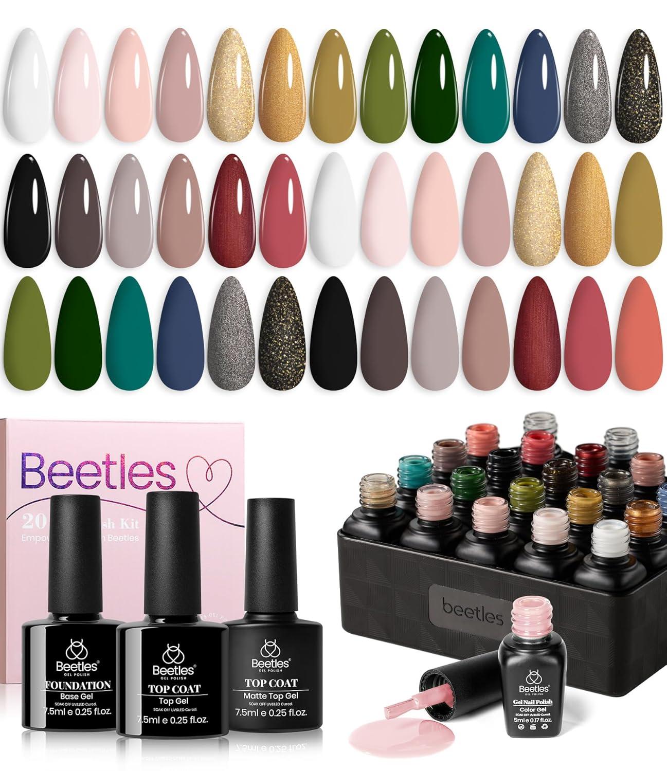 imagebeetles Gel Polish Kit Nude Gray Pink Blue Burgundy Glitter Gel Polish Set Modern Muse Collection with 3Pcs Base Matte Glossy Top Coat Soak off Uv Gel for Women00 Lucky Tarot