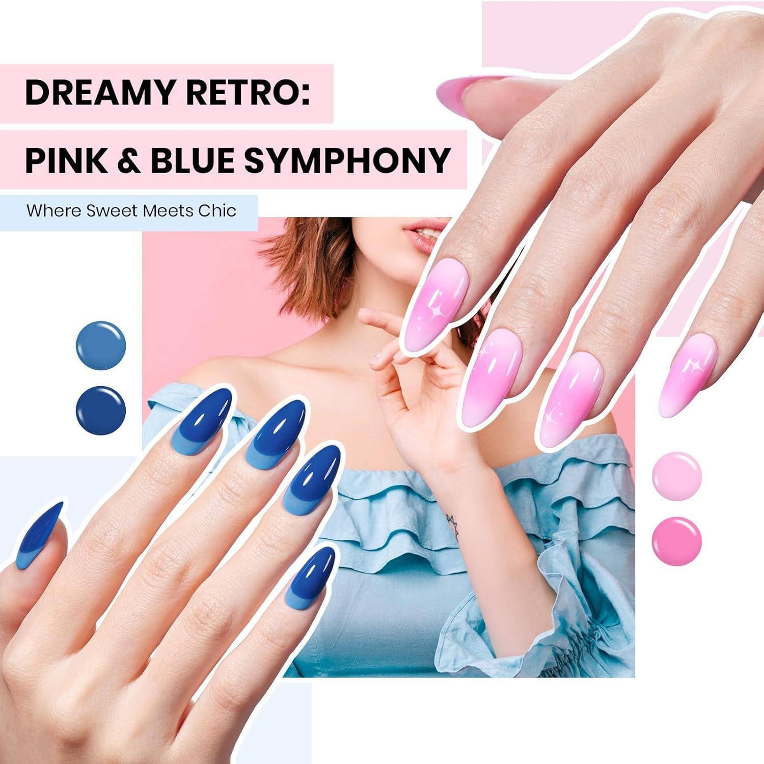 imagebeetles Gel Polish Kit Nude Gray Pink Blue Burgundy Glitter Gel Polish Set Modern Muse Collection with 3Pcs Base Matte Glossy Top Coat Soak off Uv Gel for Women0Transcendent Allure