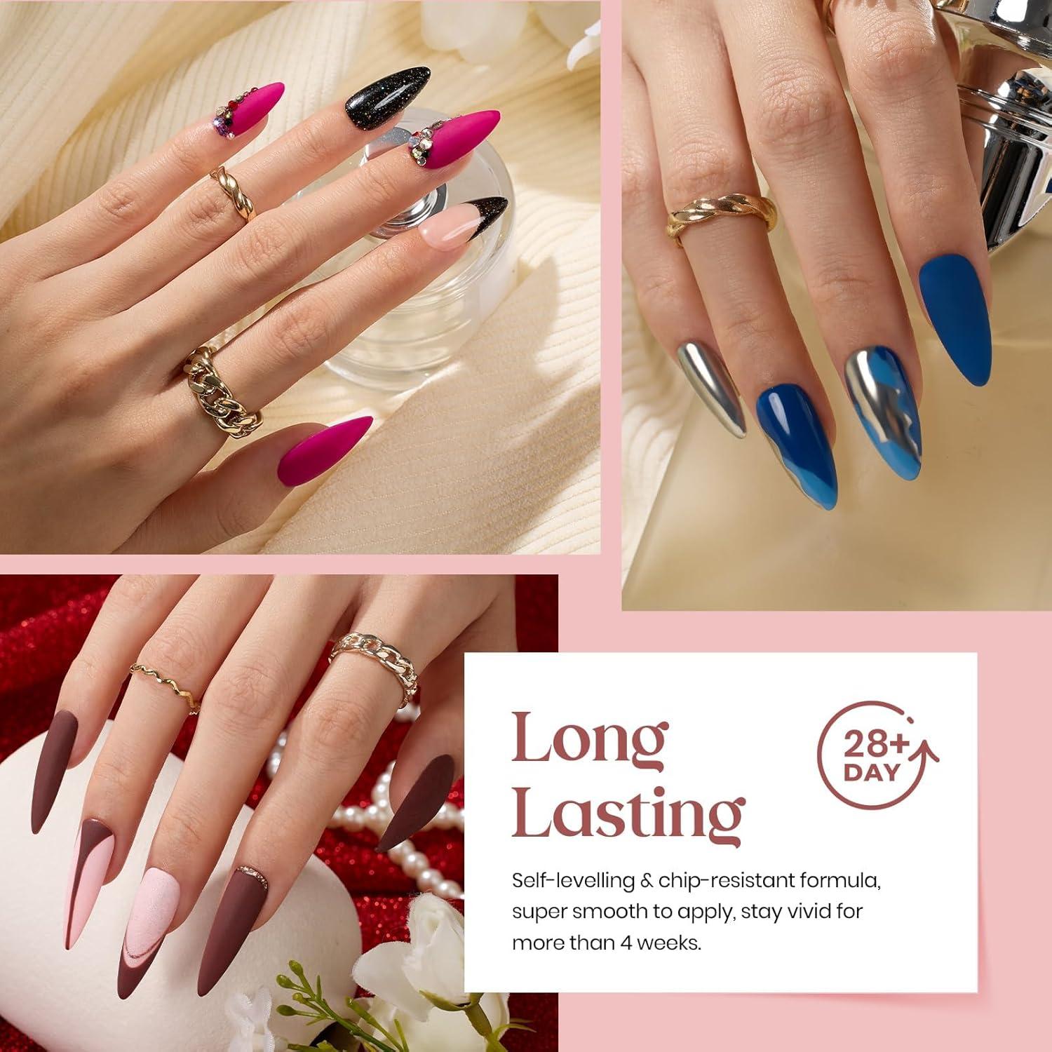 imagebeetles Gel Polish Kit Nude Gray Pink Blue Burgundy Glitter Gel Polish Set Modern Muse Collection with 3Pcs Base Matte Glossy Top Coat Soak off Uv Gel for Women0  Colors Modern Muse