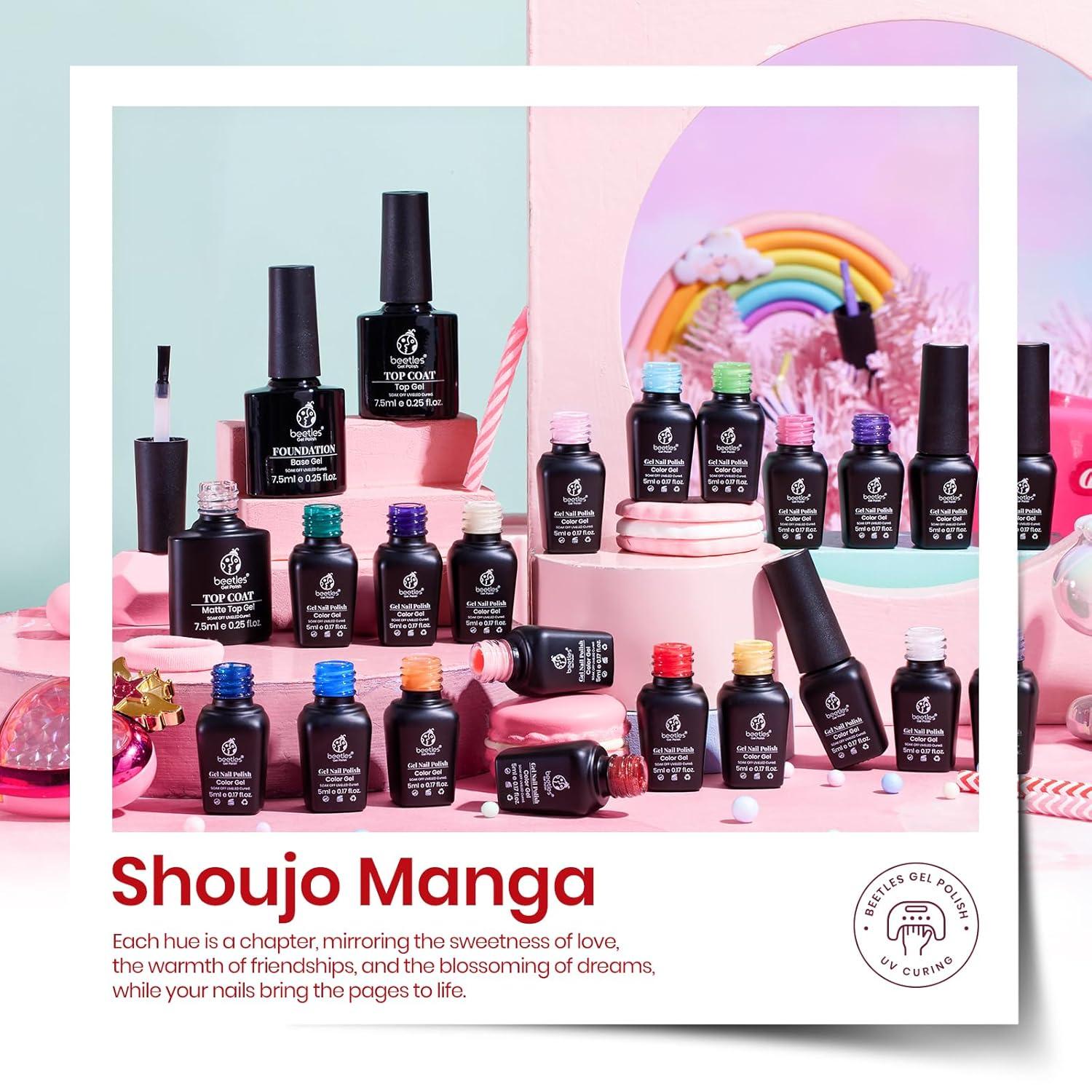 imagebeetles Gel Polish Kit Nude Gray Pink Blue Burgundy Glitter Gel Polish Set Modern Muse Collection with 3Pcs Base Matte Glossy Top Coat Soak off Uv Gel for Women023Pcs Shoujo Manga