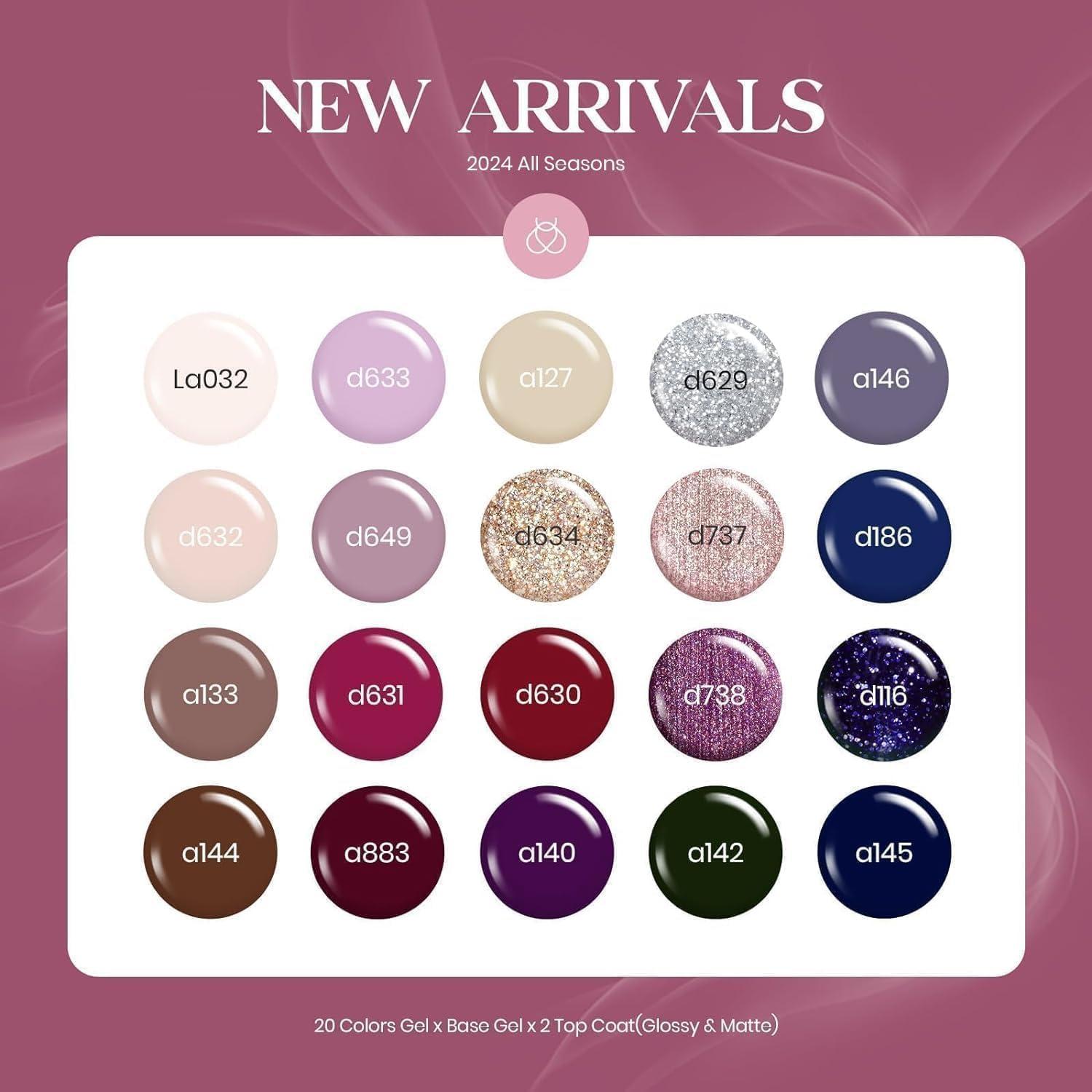 imagebeetles Gel Polish Kit Nude Gray Pink Blue Burgundy Glitter Gel Polish Set Modern Muse Collection with 3Pcs Base Matte Glossy Top Coat Soak off Uv Gel for Women00 20 Colors Sophisticated Charm