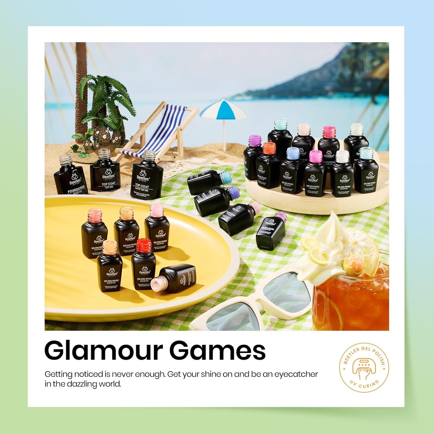 imagebeetles Gel Polish Kit Nude Gray Pink Blue Burgundy Glitter Gel Polish Set Modern Muse Collection with 3Pcs Base Matte Glossy Top Coat Soak off Uv Gel for WomenGlamour Games