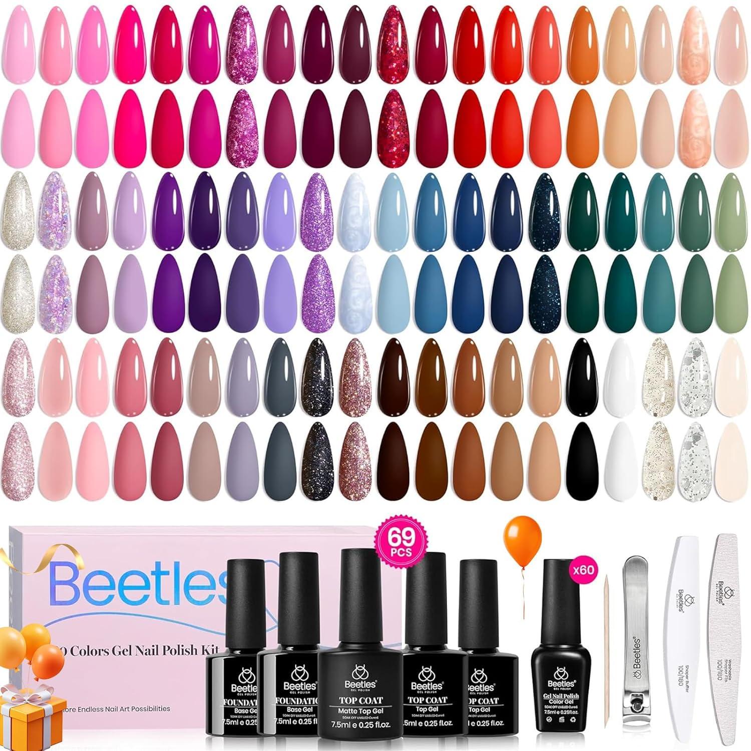 imagebeetles Gel Polish Kit Nude Gray Pink Blue Burgundy Glitter Gel Polish Set Modern Muse Collection with 3Pcs Base Matte Glossy Top Coat Soak off Uv Gel for Women0Transcendent Allure