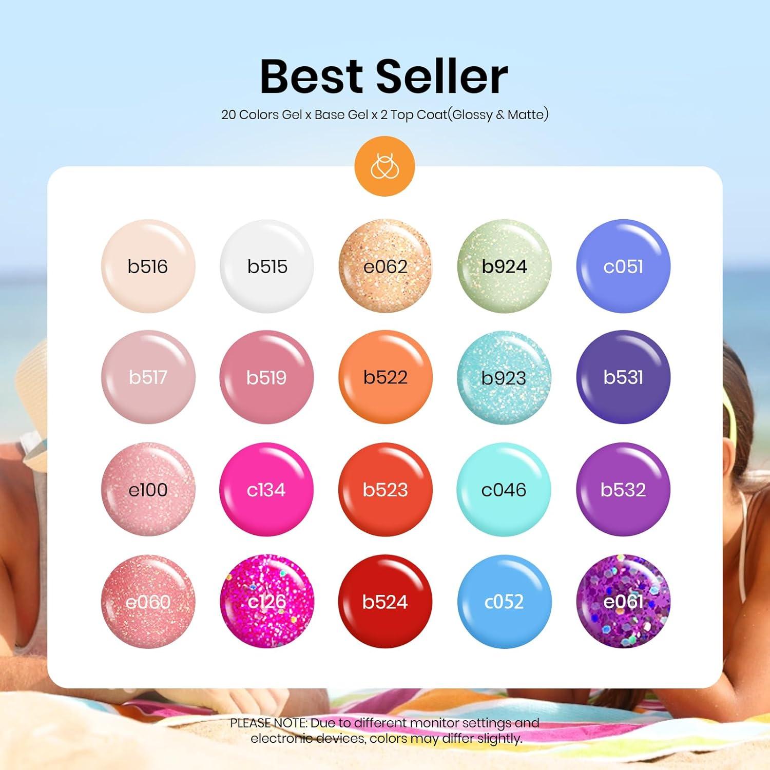 imagebeetles Gel Polish Kit Nude Gray Pink Blue Burgundy Glitter Gel Polish Set Modern Muse Collection with 3Pcs Base Matte Glossy Top Coat Soak off Uv Gel for WomenGlamour Games