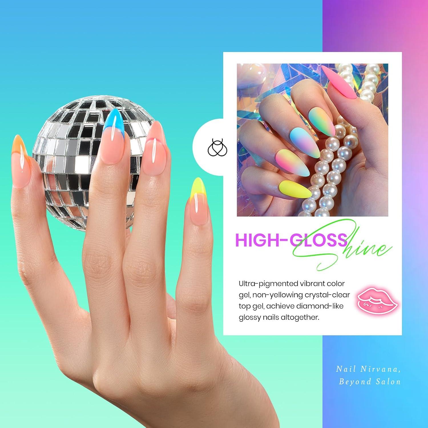 imagebeetles Gel Polish Set  23Pcs Macaroon Color Gel Nail Kit with Glossy Matte Top Coat Base Coat Yellow Pink White Purple Blue Glitter Bright Uv Nails Paradise Pastel Gel Christmas Gifts for Women20 Colors ColorRun