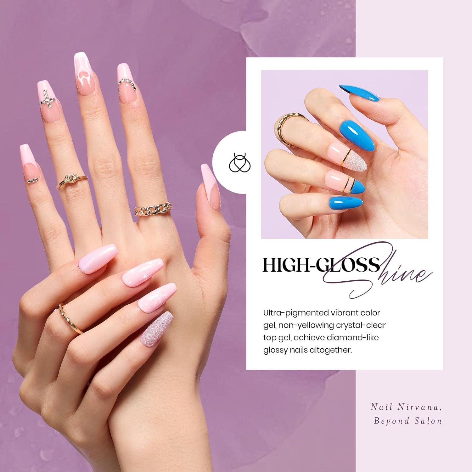 imagebeetles Gel Polish Set  23Pcs Macaroon Color Gel Nail Kit with Glossy Matte Top Coat Base Coat Yellow Pink White Purple Blue Glitter Bright Uv Nails Paradise Pastel Gel Christmas Gifts for Women0 20 Colors Moonlight Dance