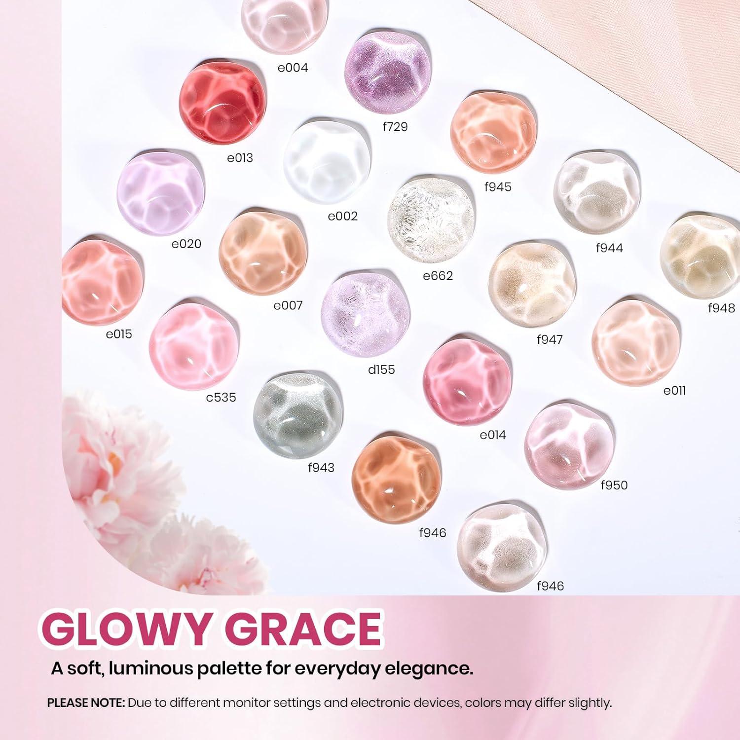 imagebeetles Gel Polish Set  23Pcs Macaroon Color Gel Nail Kit with Glossy Matte Top Coat Base Coat Yellow Pink White Purple Blue Glitter Bright Uv Nails Paradise Pastel Gel Christmas Gifts for Women20 colors Glowy Grace