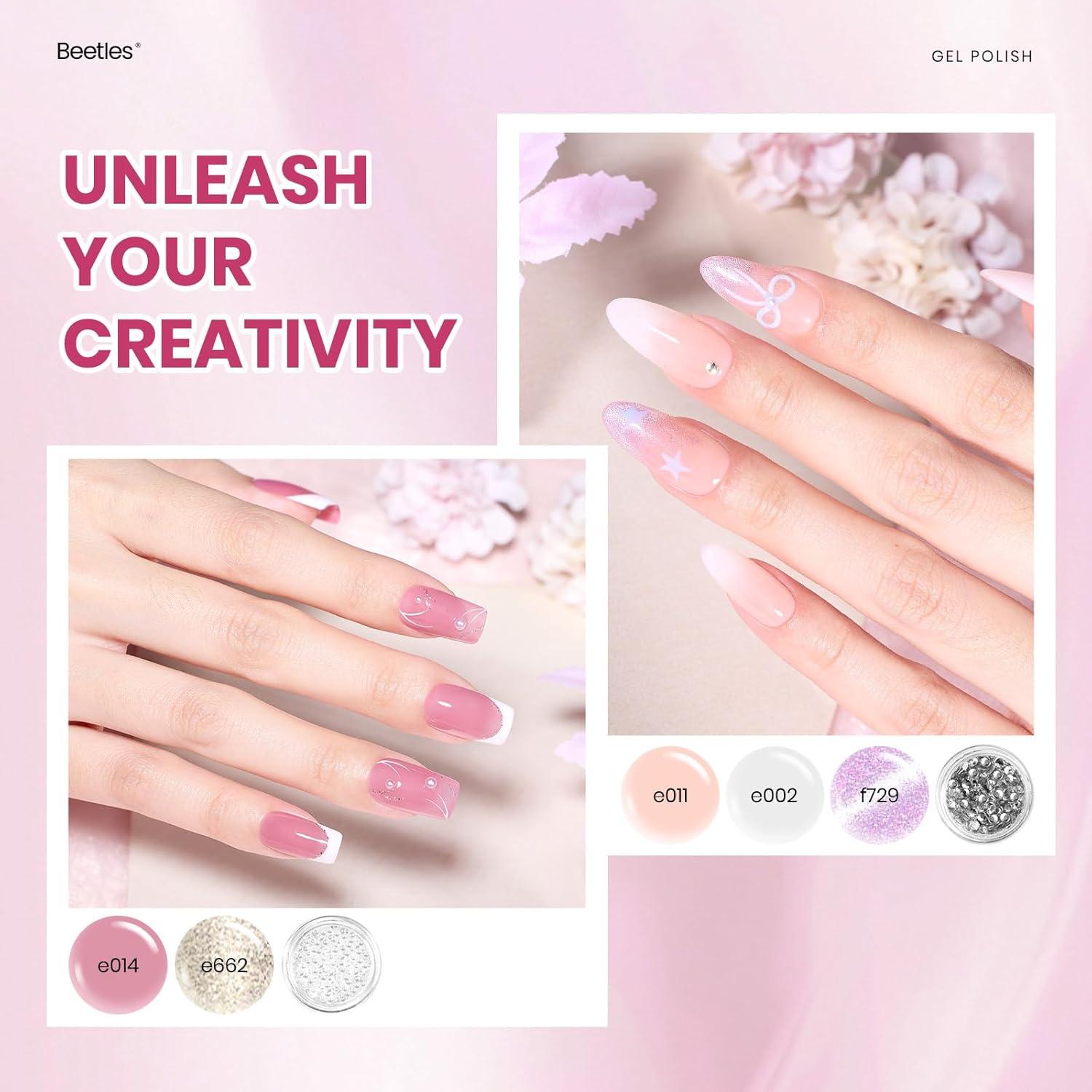 imagebeetles Gel Polish Set  23Pcs Macaroon Color Gel Nail Kit with Glossy Matte Top Coat Base Coat Yellow Pink White Purple Blue Glitter Bright Uv Nails Paradise Pastel Gel Christmas Gifts for Women20 colors Glowy Grace