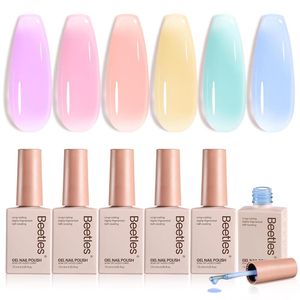 imageBeetles Blooming Gel Nail Polish HEMA Free Blossom Gel Polish 1 Pcs 20ml with Nail Brush for Spreading Effect Marble Natural Stone Watercolor Floral Soak off U v DIY Nails Gifts for WomenCandy Jelly