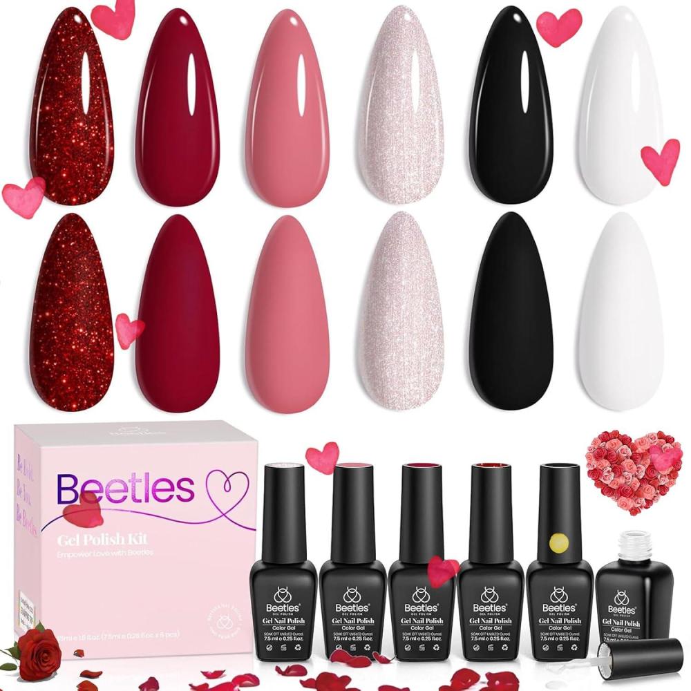 imageBeetles Blooming Gel Nail Polish HEMA Free Blossom Gel Polish 1 Pcs 20ml with Nail Brush for Spreading Effect Marble Natural Stone Watercolor Floral Soak off U v DIY Nails Gifts for Women6 Colors Queen of Hearts