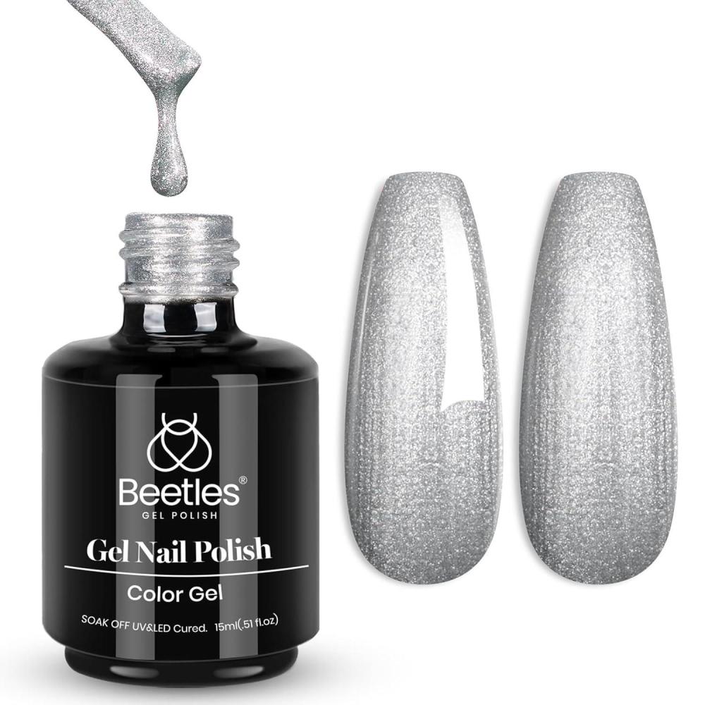 imageBeetles Galaxy Wish Silver Cat Eye Gel Nail Polish  15ML Christmas Silver Glitter Cat Eye Gel Polish with Magnet Soak Off UV Velvet Nail Polish Salon DIY Manicure Winter Gift for Women136Silver Dancefloor