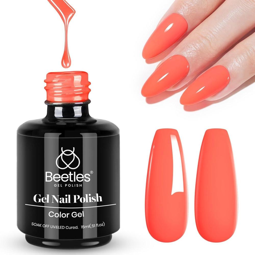imageBeetles Galaxy Wish Silver Cat Eye Gel Nail Polish  15ML Christmas Silver Glitter Cat Eye Gel Polish with Magnet Soak Off UV Velvet Nail Polish Salon DIY Manicure Winter Gift for Women114Carly Coral Orange